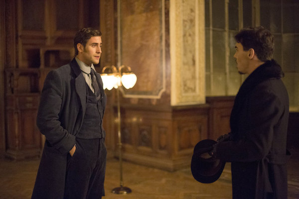 Still of Jonathan Rhys Meyers and Oliver Jackson-Cohen in Dracula (2013)
