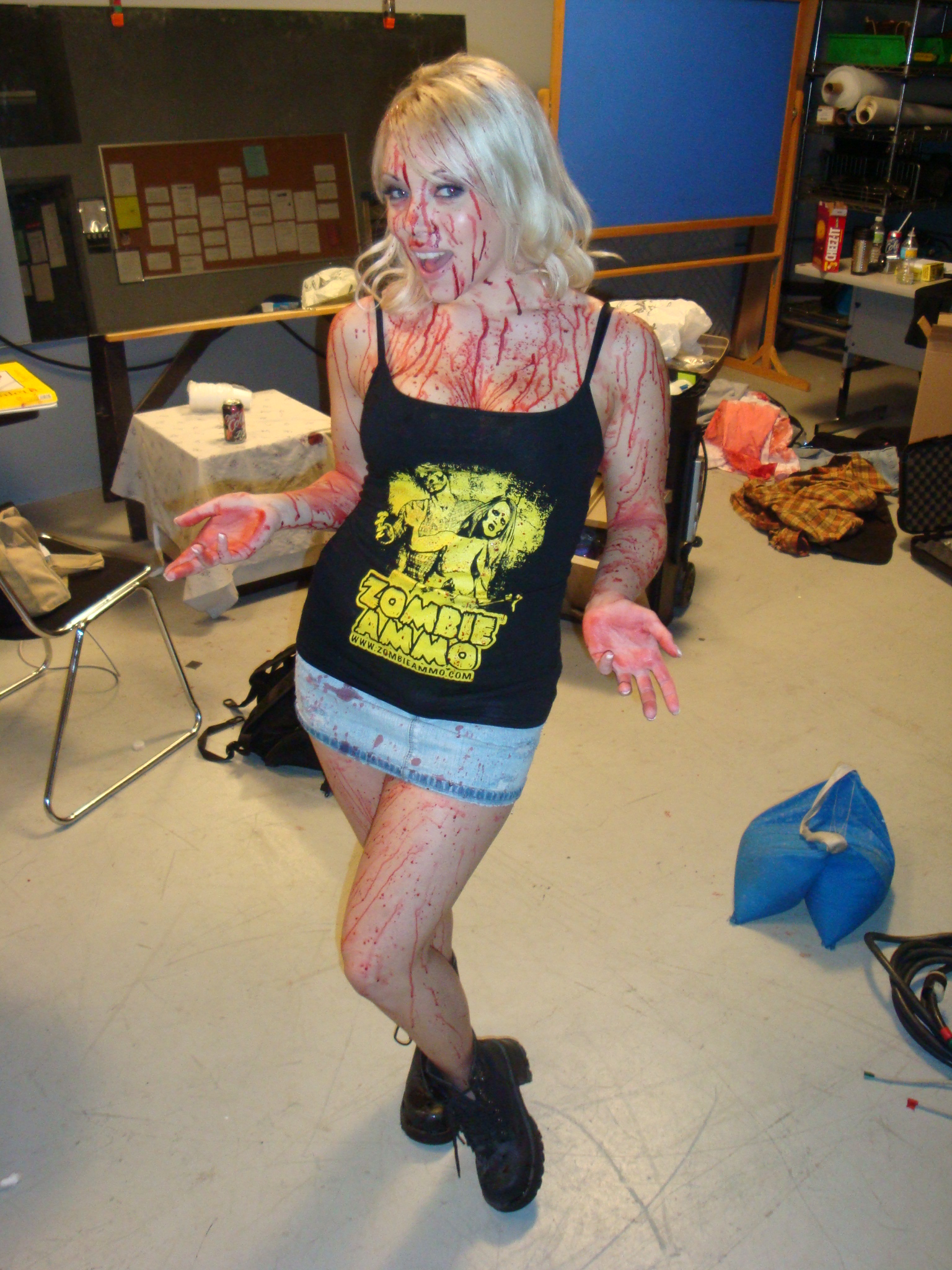 Scarlet on set of 'Zombie Ammo', 2009