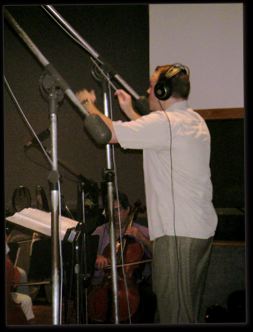 Jeremy conducting a studio orchestra at Martin Sound recording studio in Los Angleles, CA.