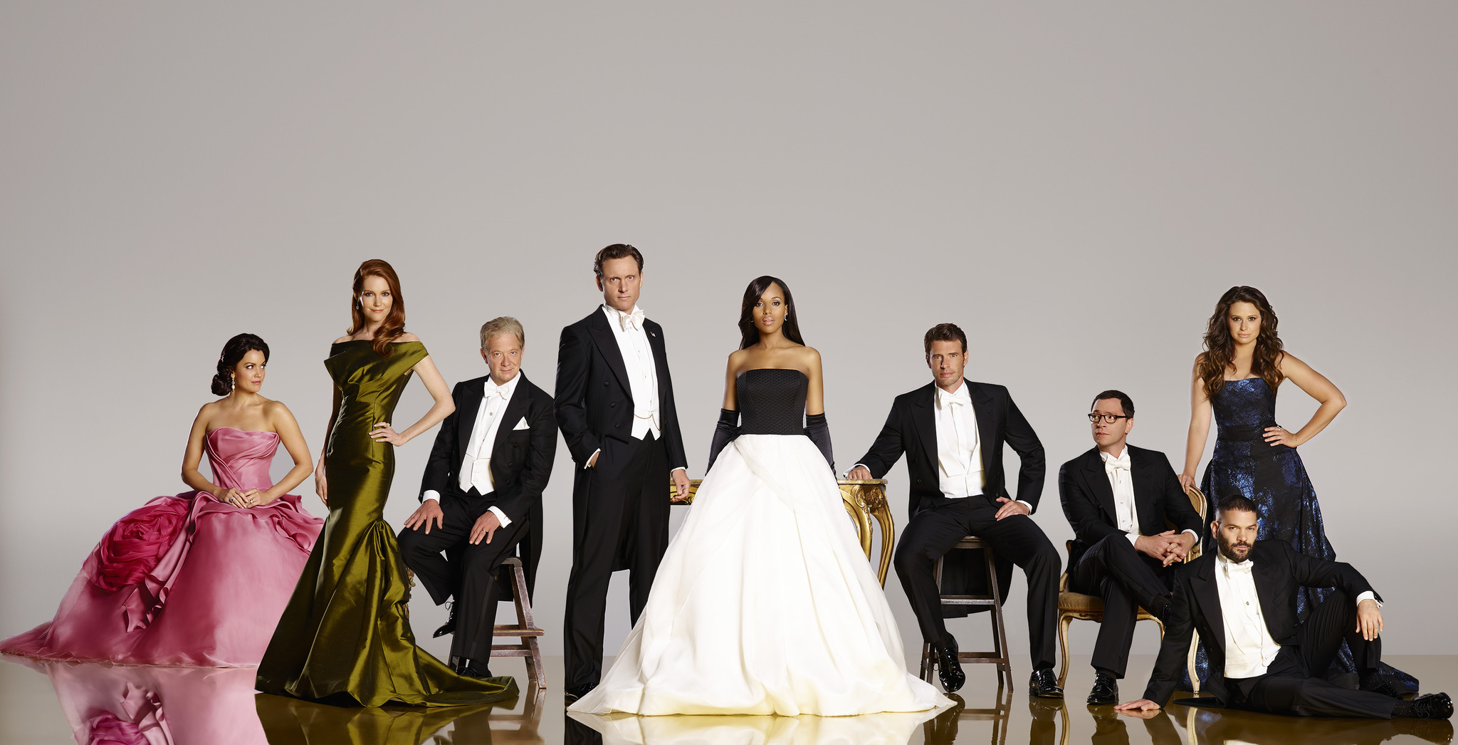 Still of Tony Goldwyn, Scott Foley, Joshua Malina, Jeff Perry, Kerry Washington, Bellamy Young, Guillermo Diaz, Darby Stanchfield and Katie Lowes in Scandal (2012)