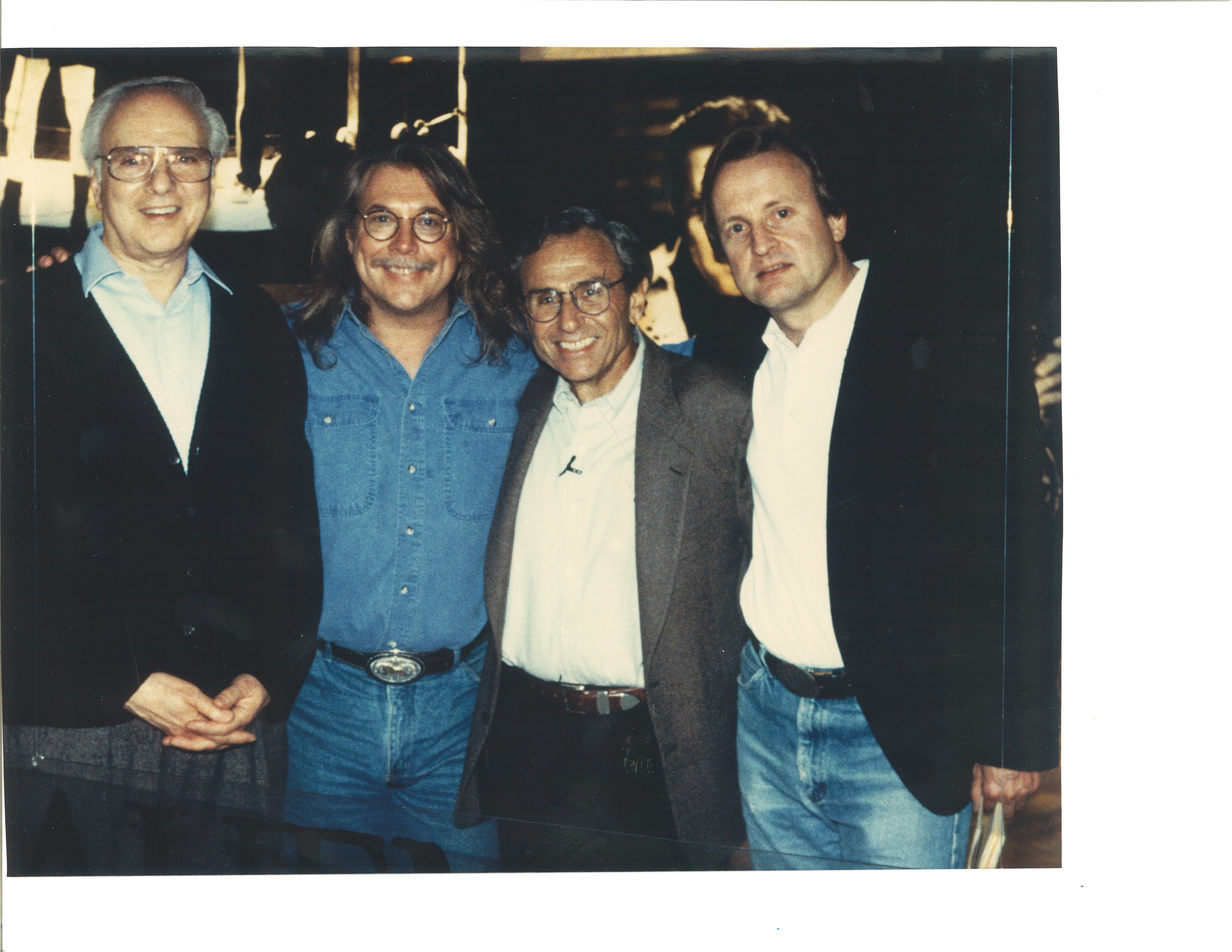 Producers Howard West, Bob Zmuda, George Shapiro, John Davies on set of NBC's Andy Kaufman Special