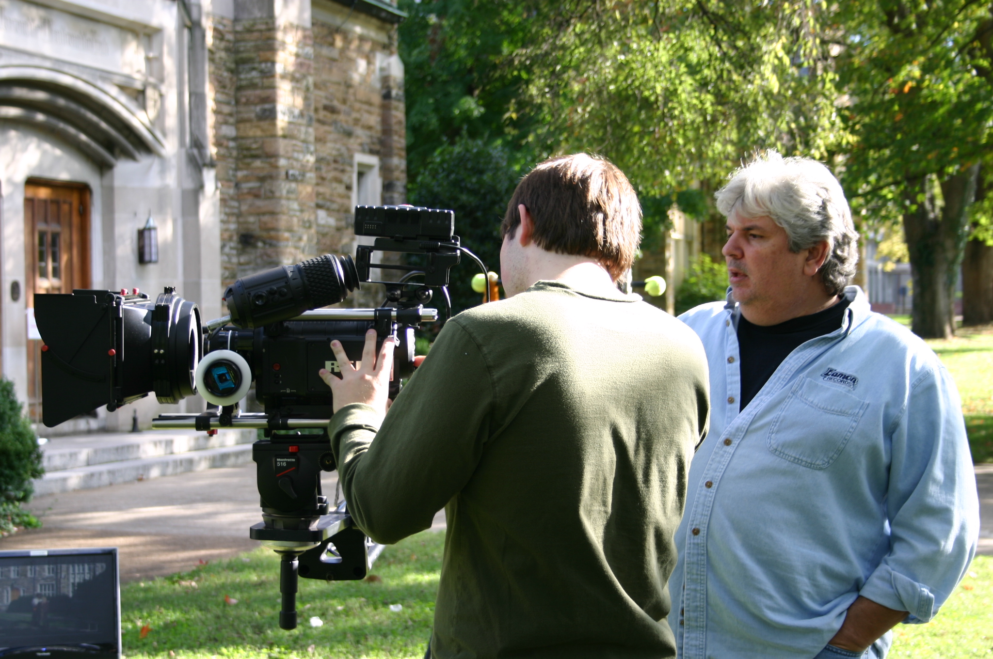 Josh Moody (camera) and director Dave Moody on set in Nashville