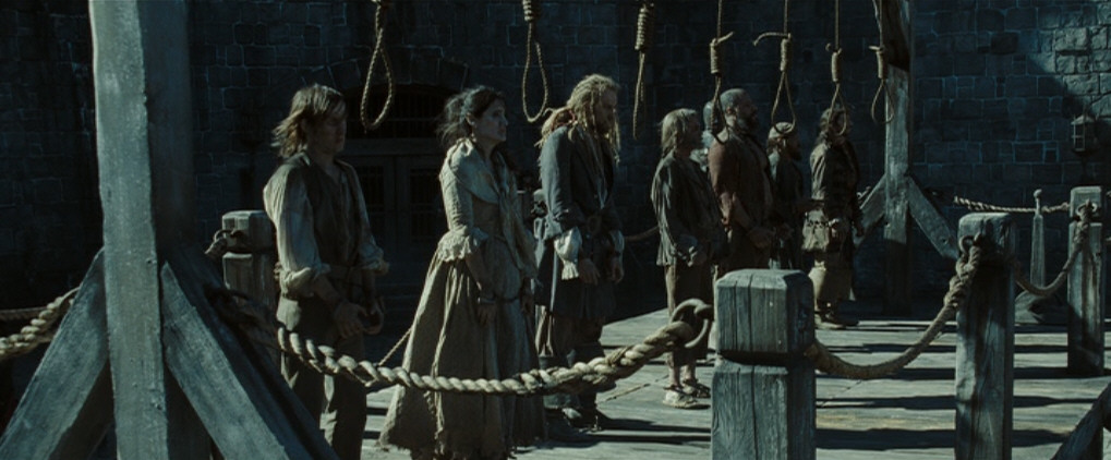 Azmyth Kaminski stands at the gallows in Pirates of the Caribbean 3 - Film Still