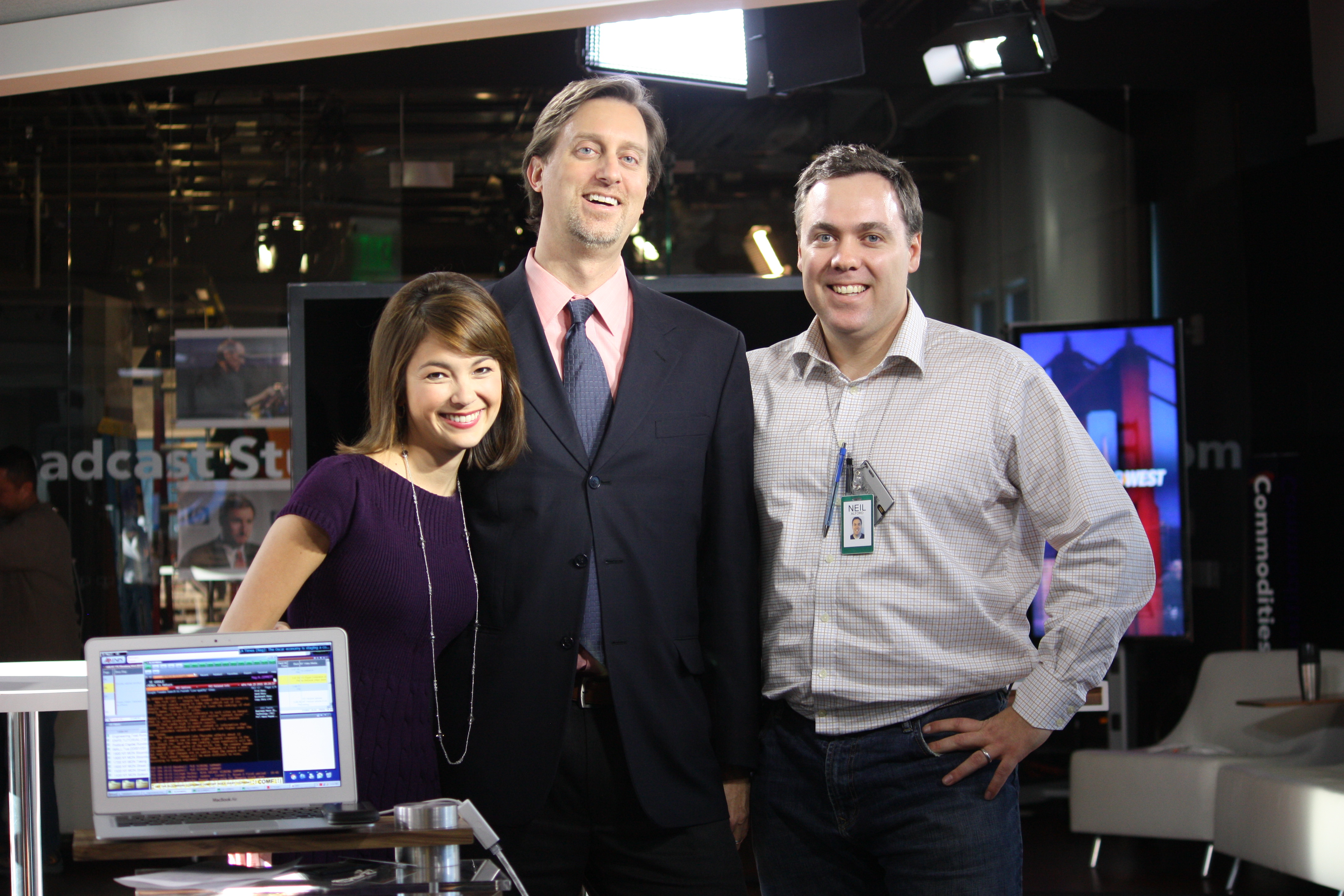 Neil with Bloomberg West host's Emily Chang and Cory Johnson.