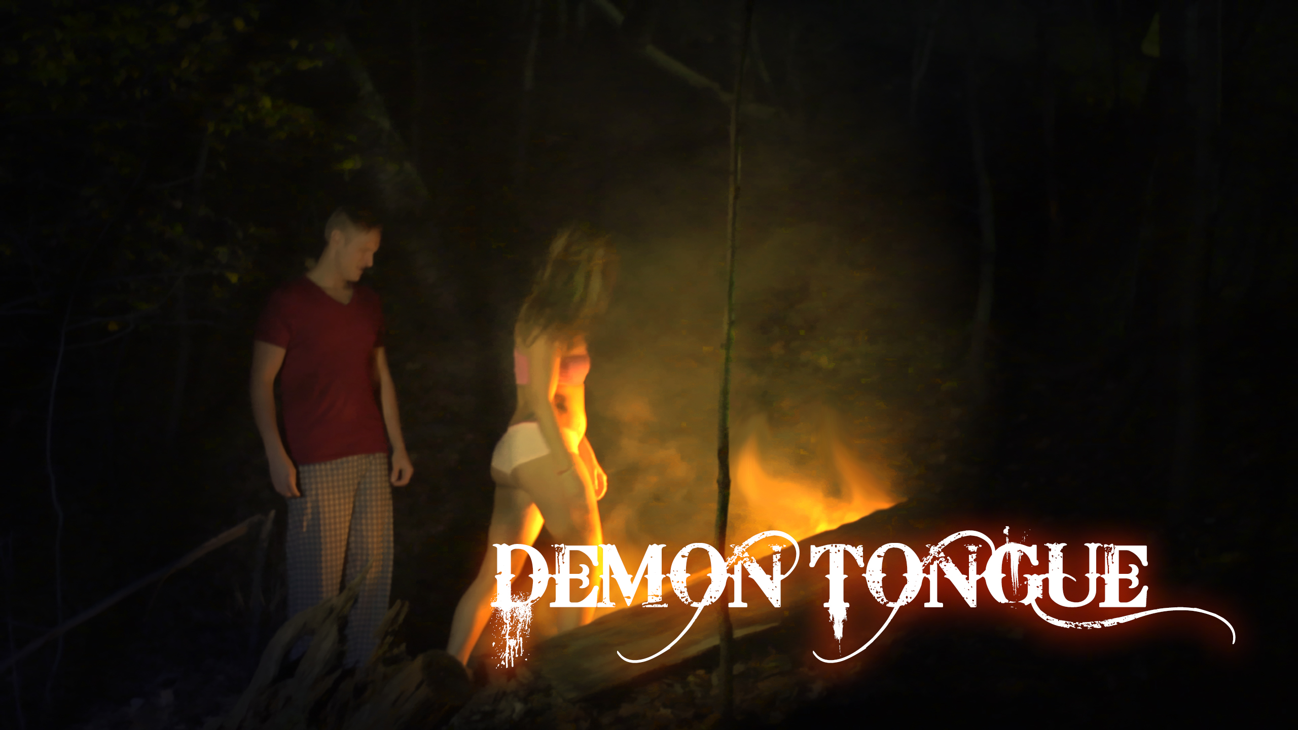 Seth Gontkovic and Debbie College on set of Demon Tongue