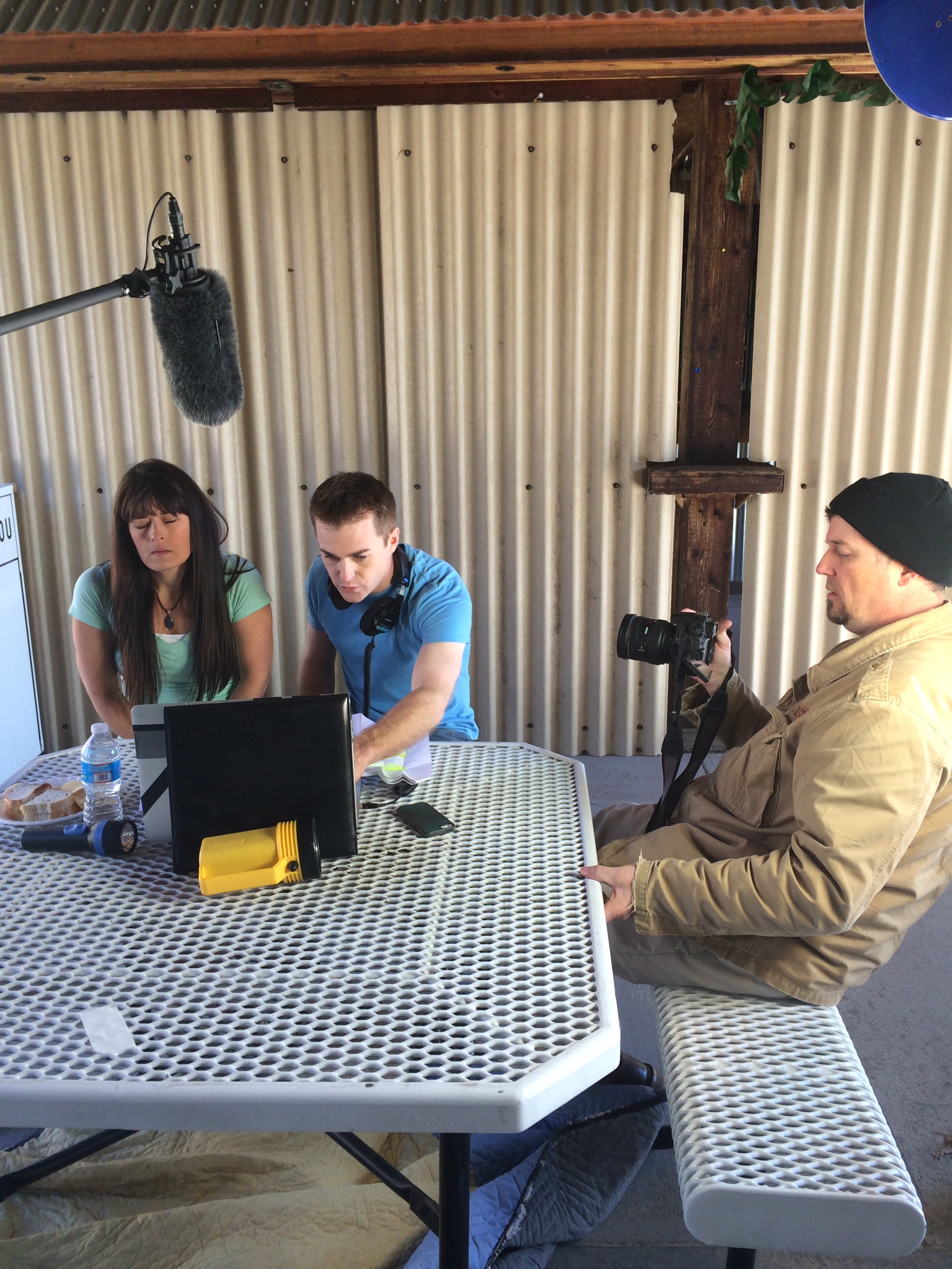 Jessica Long Jack Davis and Gavin Rapp on the set of Demon Tongue