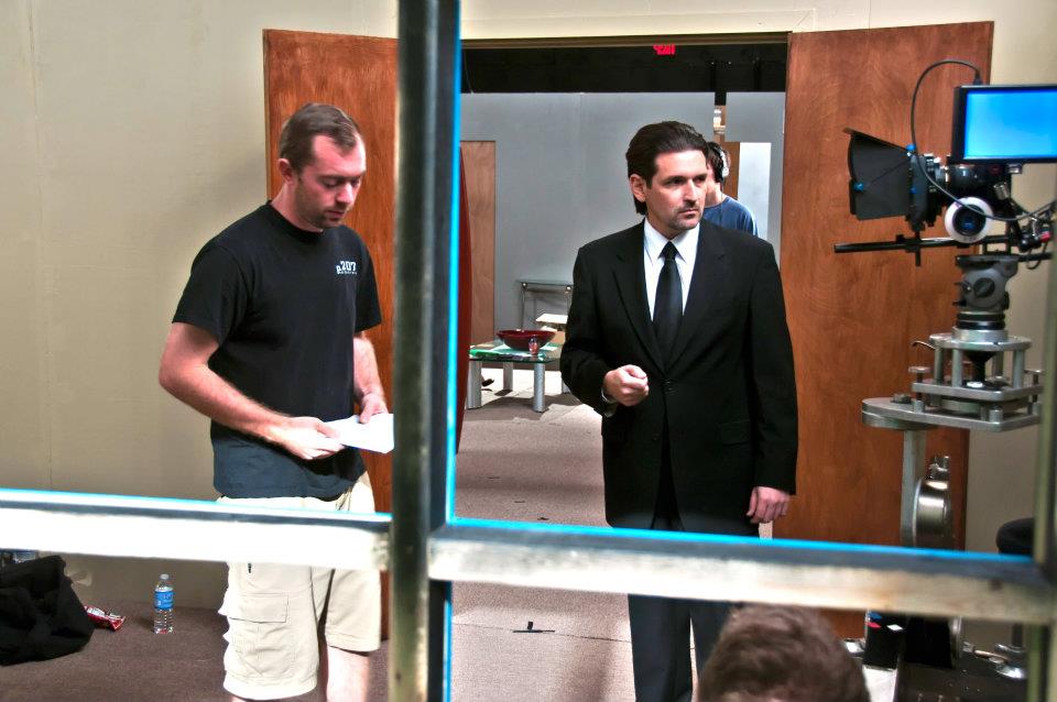 Marco DiGeorge with director Jonathan Richter on the set of 