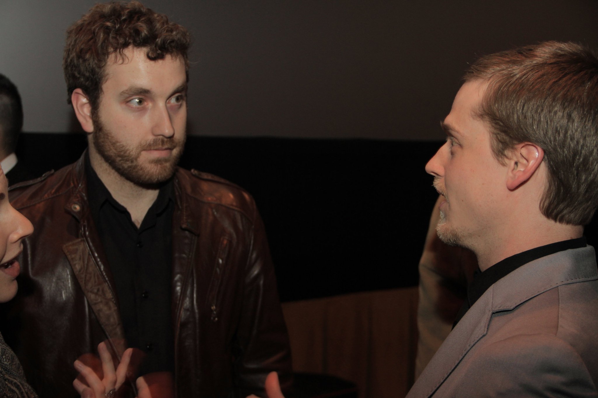 Byron Turk talking with Nathan Bunker, Producer of The New Republic, at TNR's Premiere.