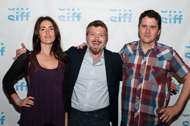 Davie-Blue, Linas Phillips and director J Davis at the MANSON FAMILY VACATION screening at Seattle International Film Festival
