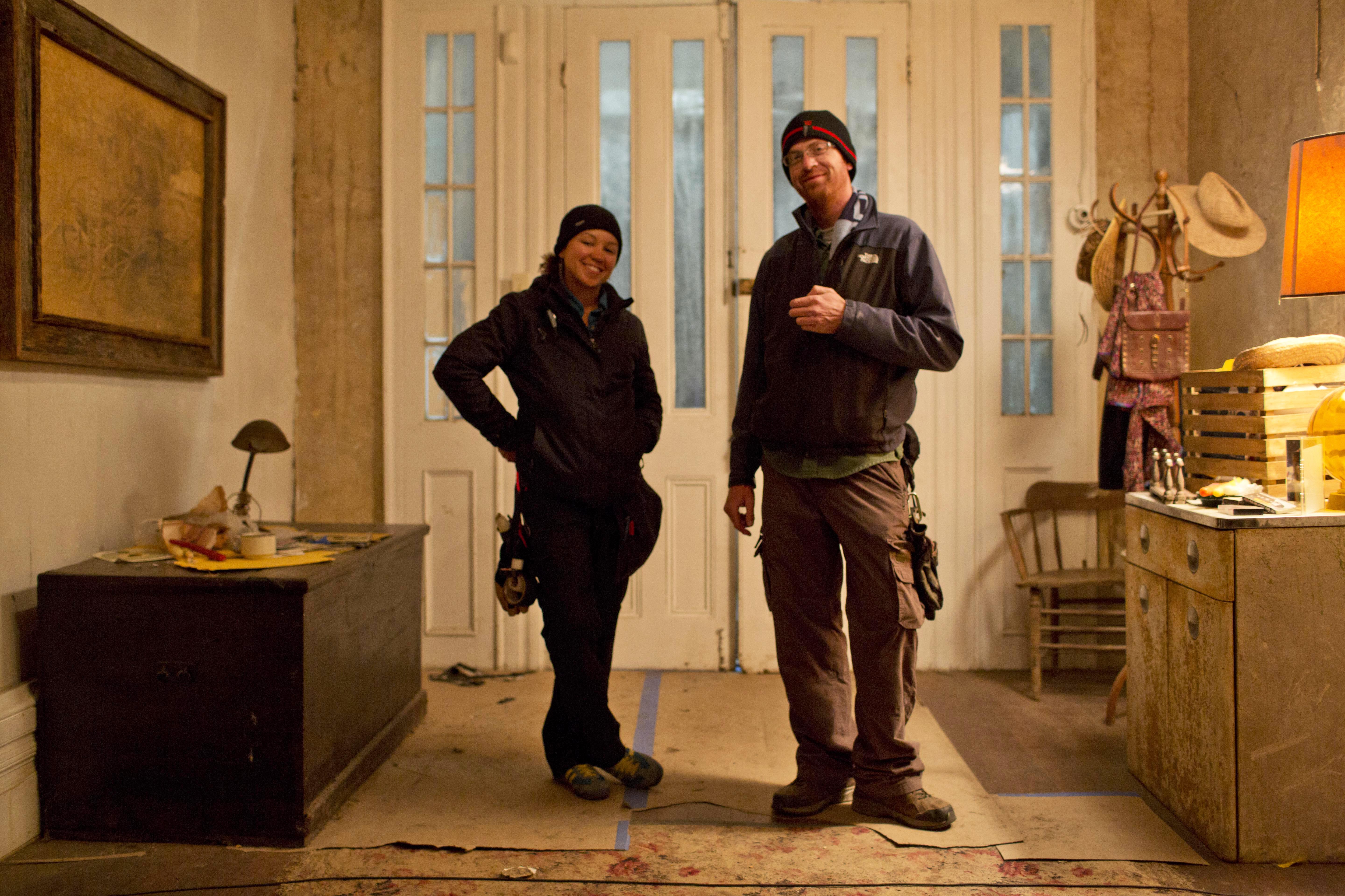 Trenton McRae - Gaffer with Lamp Operator - Stephanie Sosa On the set of Kidnap, staring Halle Berry