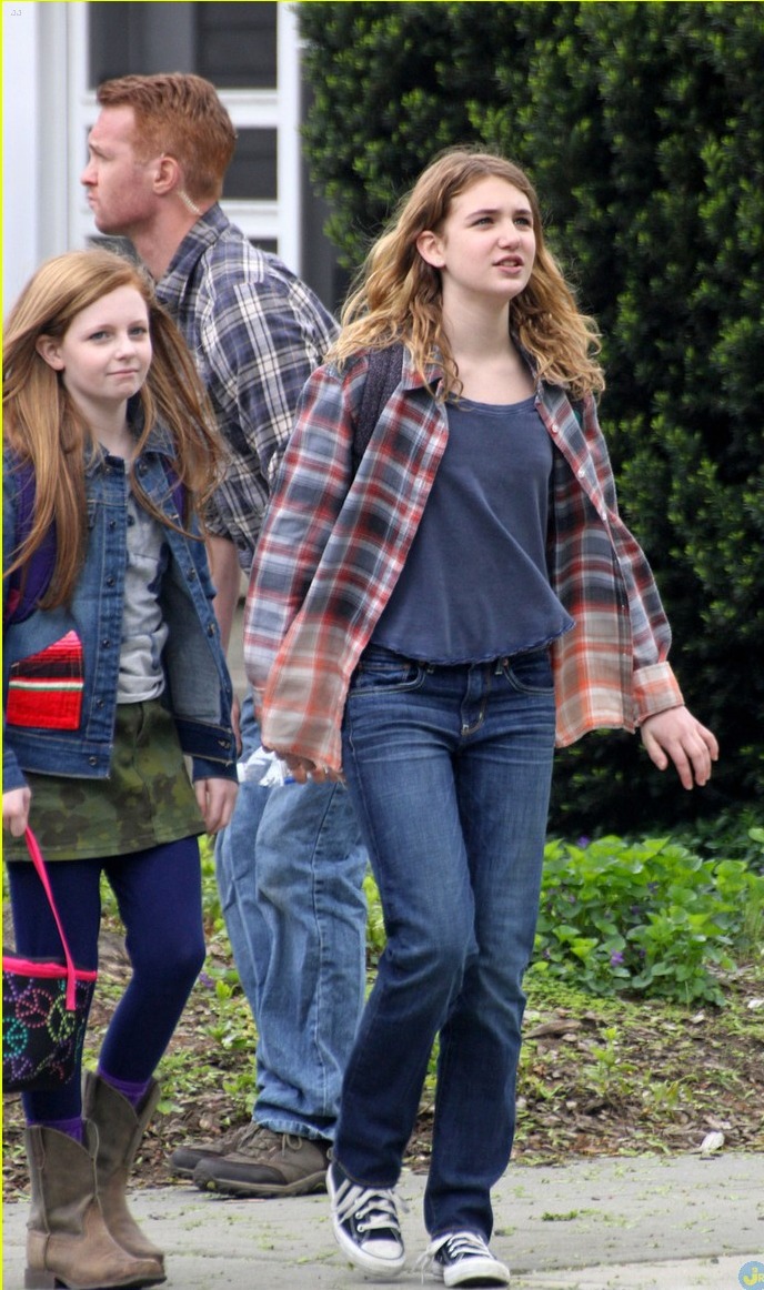 Clare Foley and Sophie Nelisse shooting The Great Gilly Hopkins Brooklyn NY