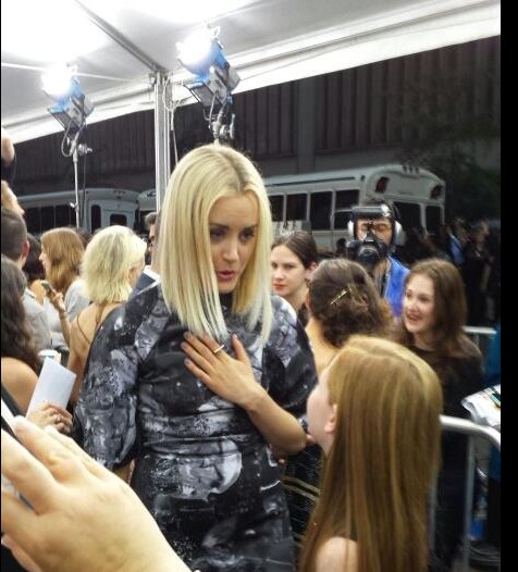 Taylor Schilling (Piper) and Clare Foley (Young Piper) on the red carpet at the Orange Is The New Black premiere