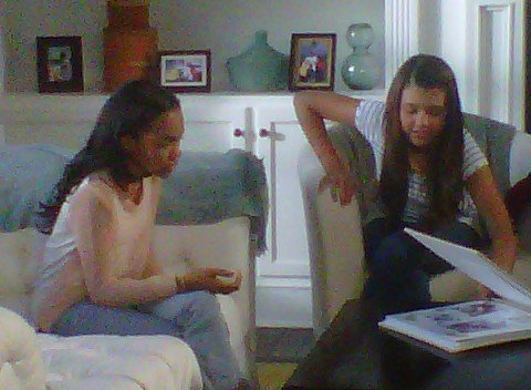 Amber with China Anne from on set of Disney.. airing fall of 2011