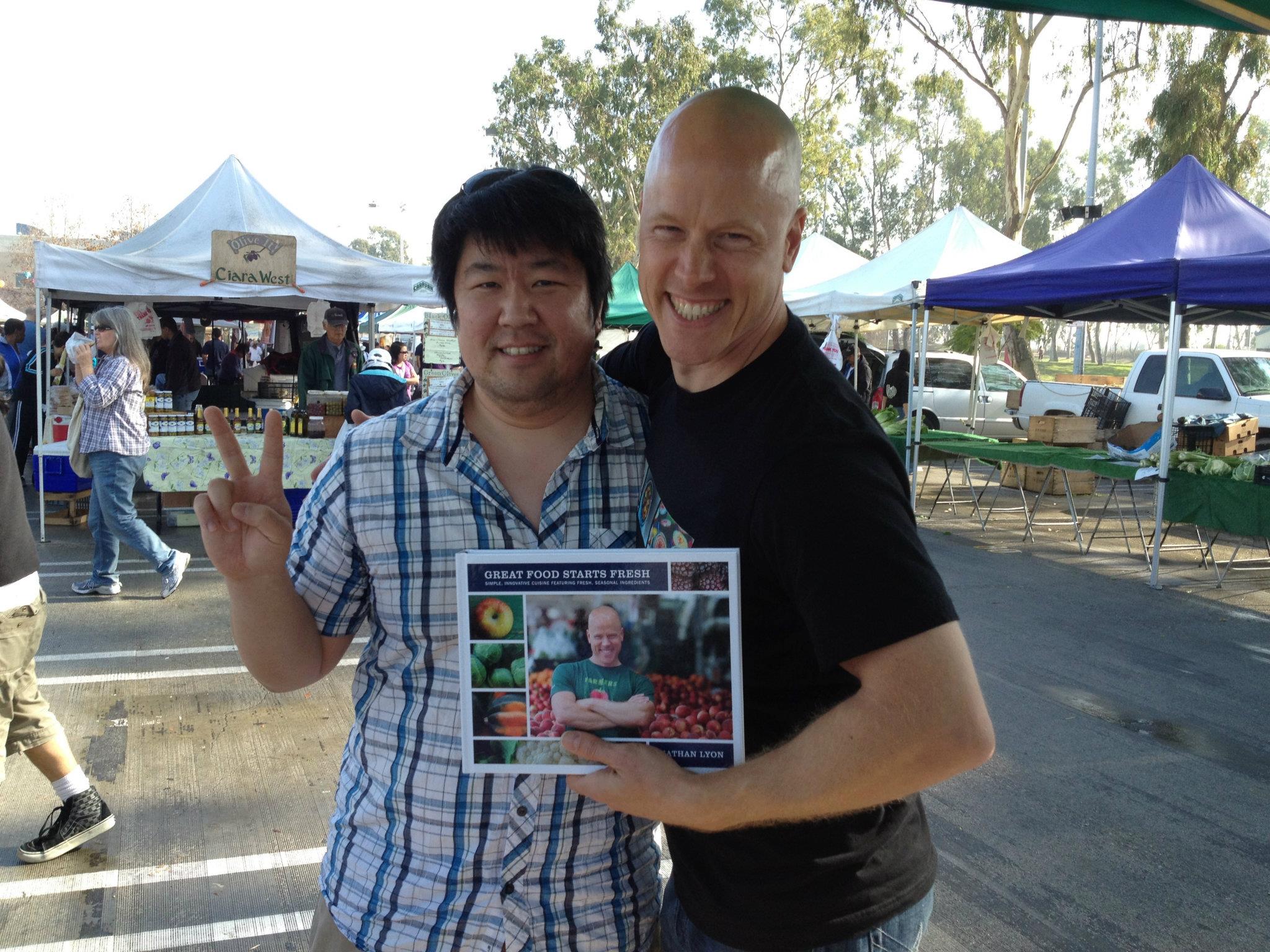 Sam Yano and celeb chef Nathan Lyon.