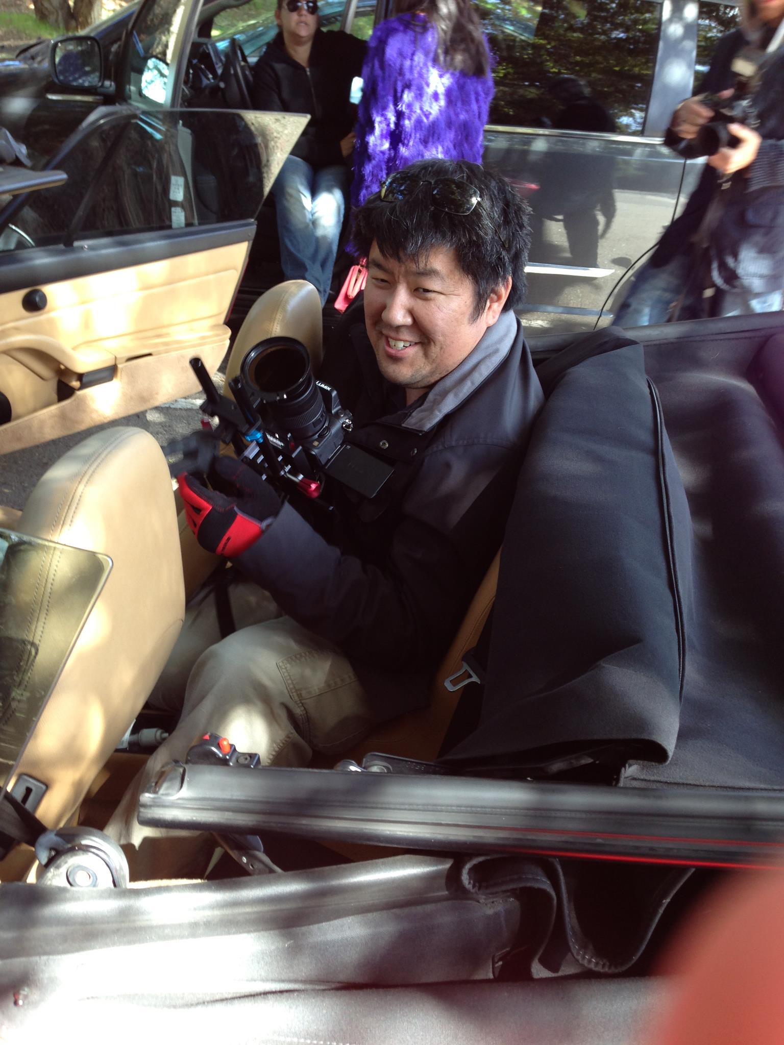 Car shot in the backseat of a Porsche for the film YES AND.