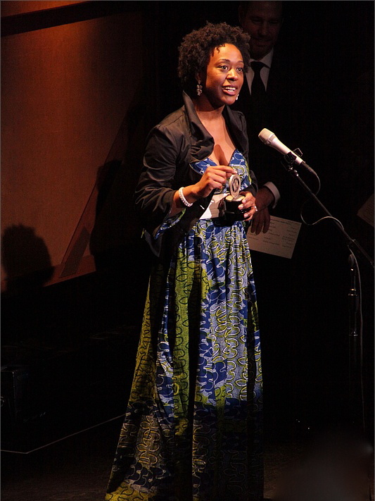 Rose accepts her award at the 2011 Helen Hayes Awards at the Warner Theater in Washington D.C.