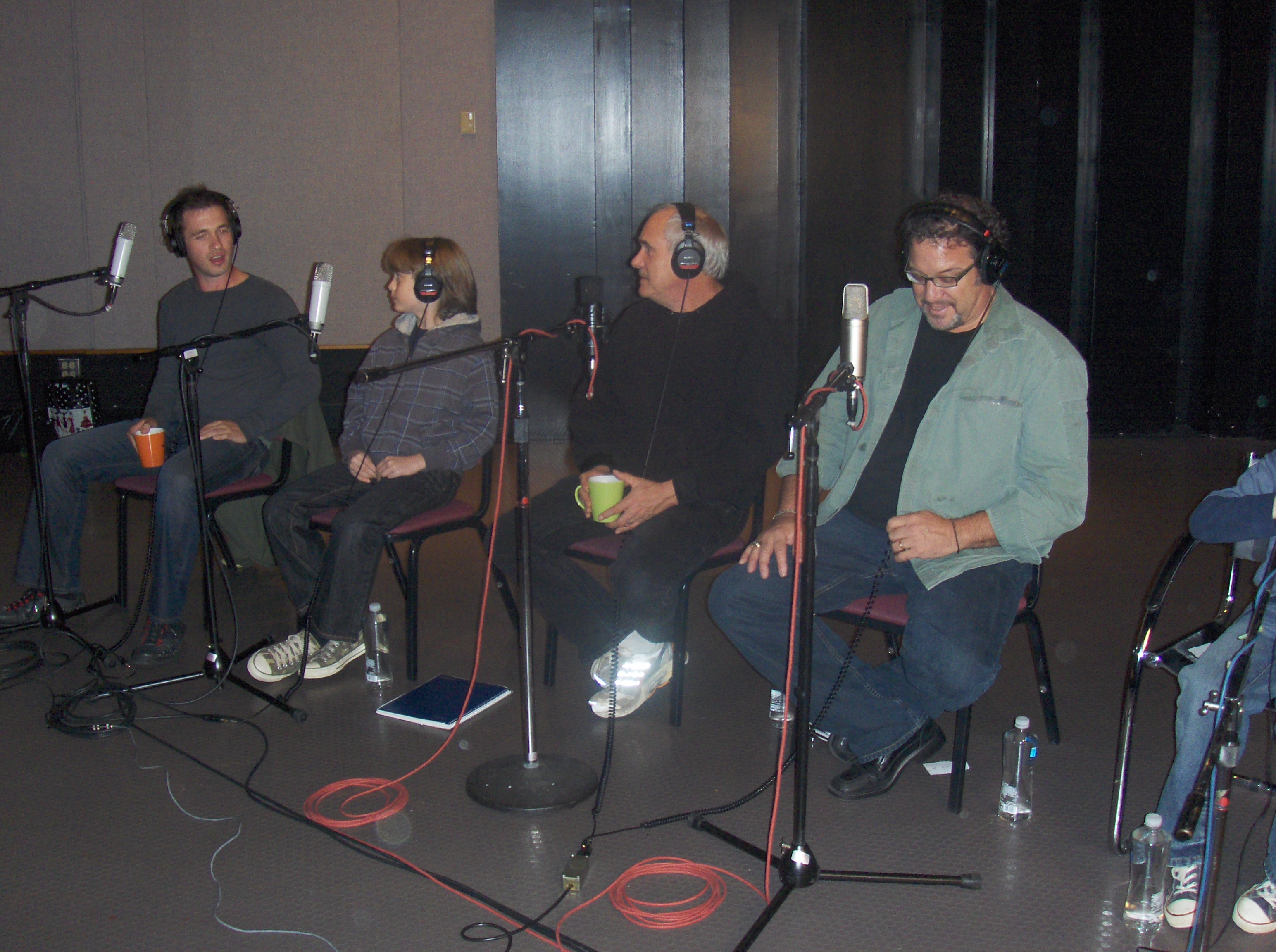 Recording film commentary with Director Phil Bransom and cast