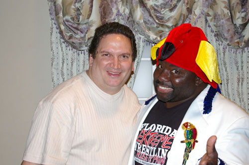 James Magnum Cook with Hall of Fame Wrestler Koko B Ware in 2008 on the set of Shop at Home in Nashville, Tennessee