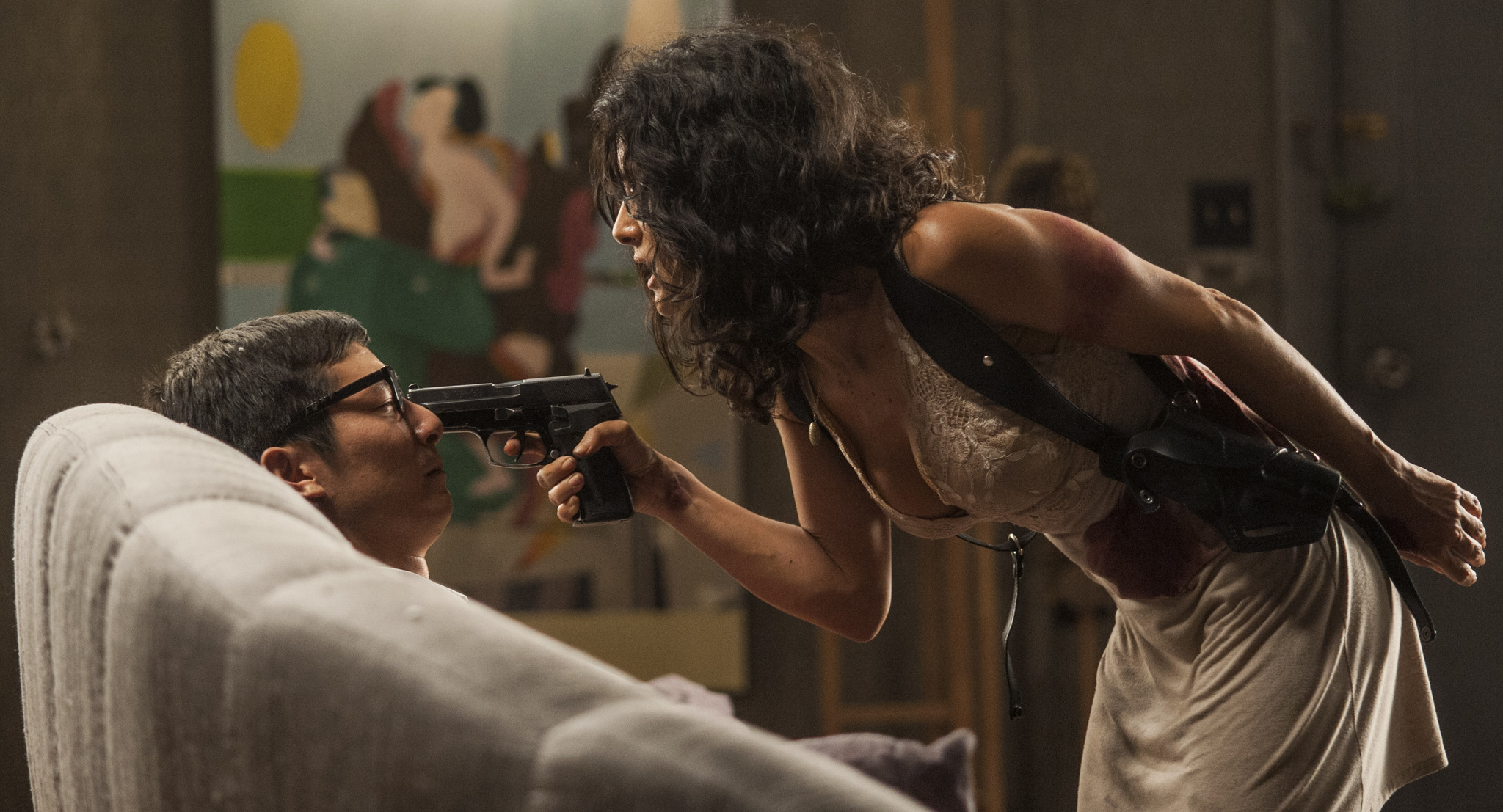Still of Salma Hayek and Akie Kotabe in Everly (2014)
