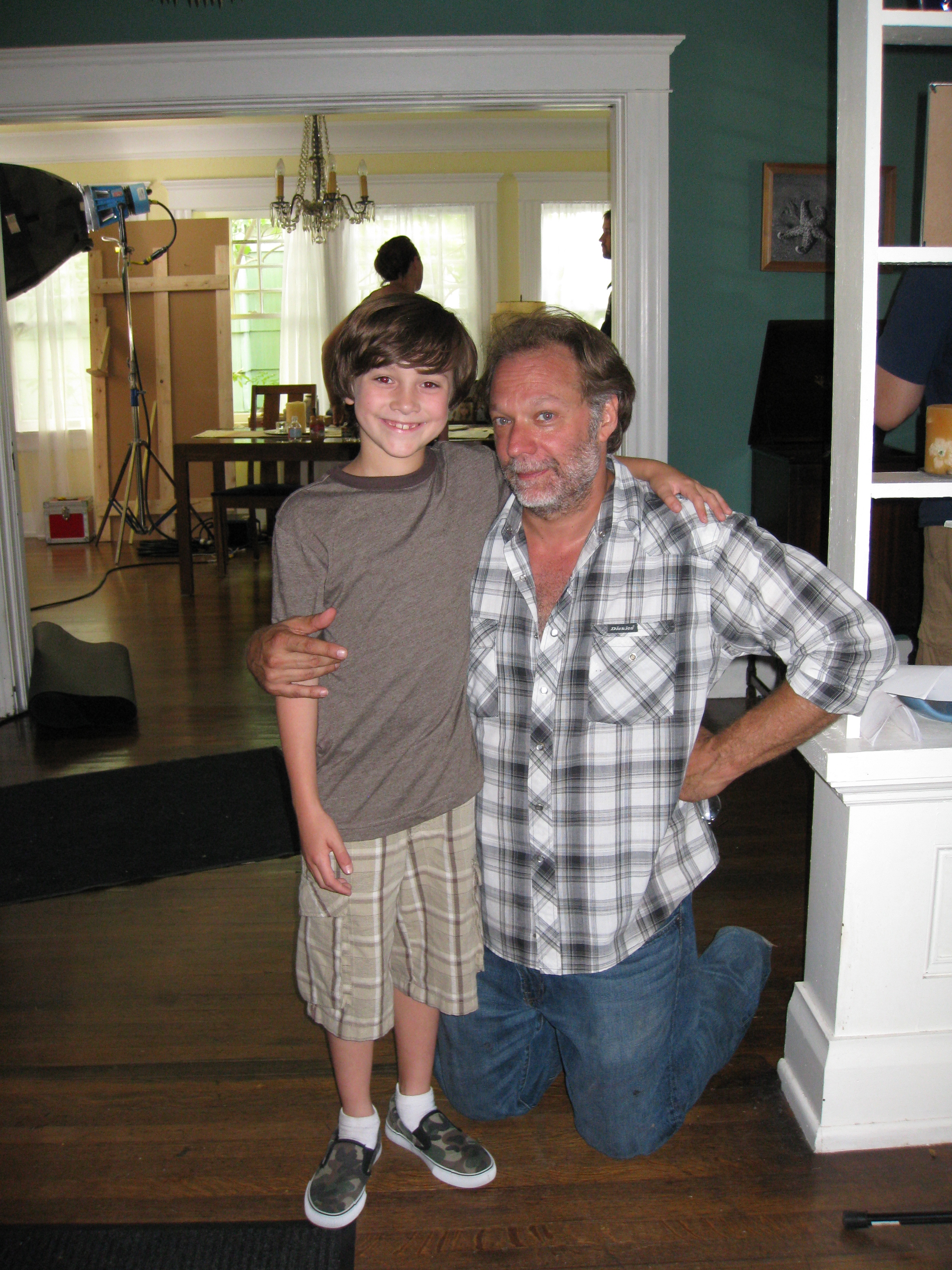 Griffin on the set of Walking Dead with director, Greg Nicotero.