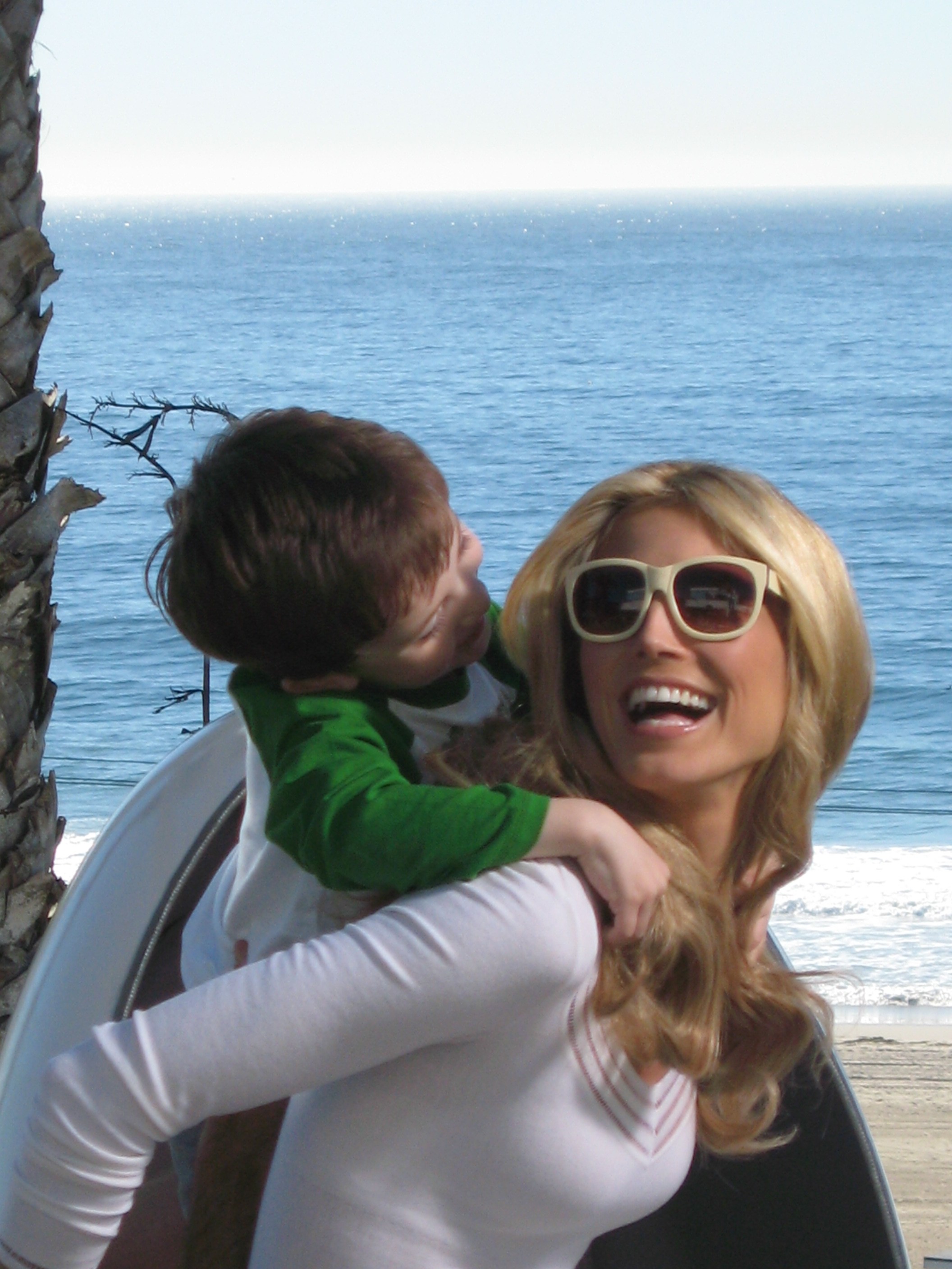 Griffin with Heidi Klum for the Schwartzkopf-Taft Commercial shot in Malibu, CA.