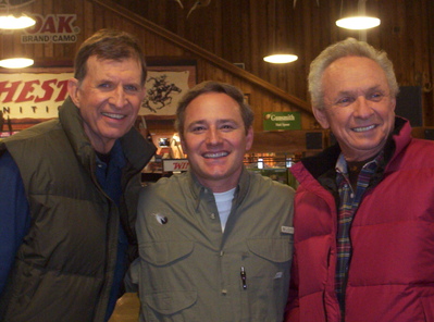 Tom Lester, Gary Moore, Mel Tillis on set of Huntin' Buddies