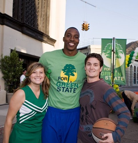 Emily Moss Wilson, Dwight Howard, and Greg Wilson on the set of Valentine's Day