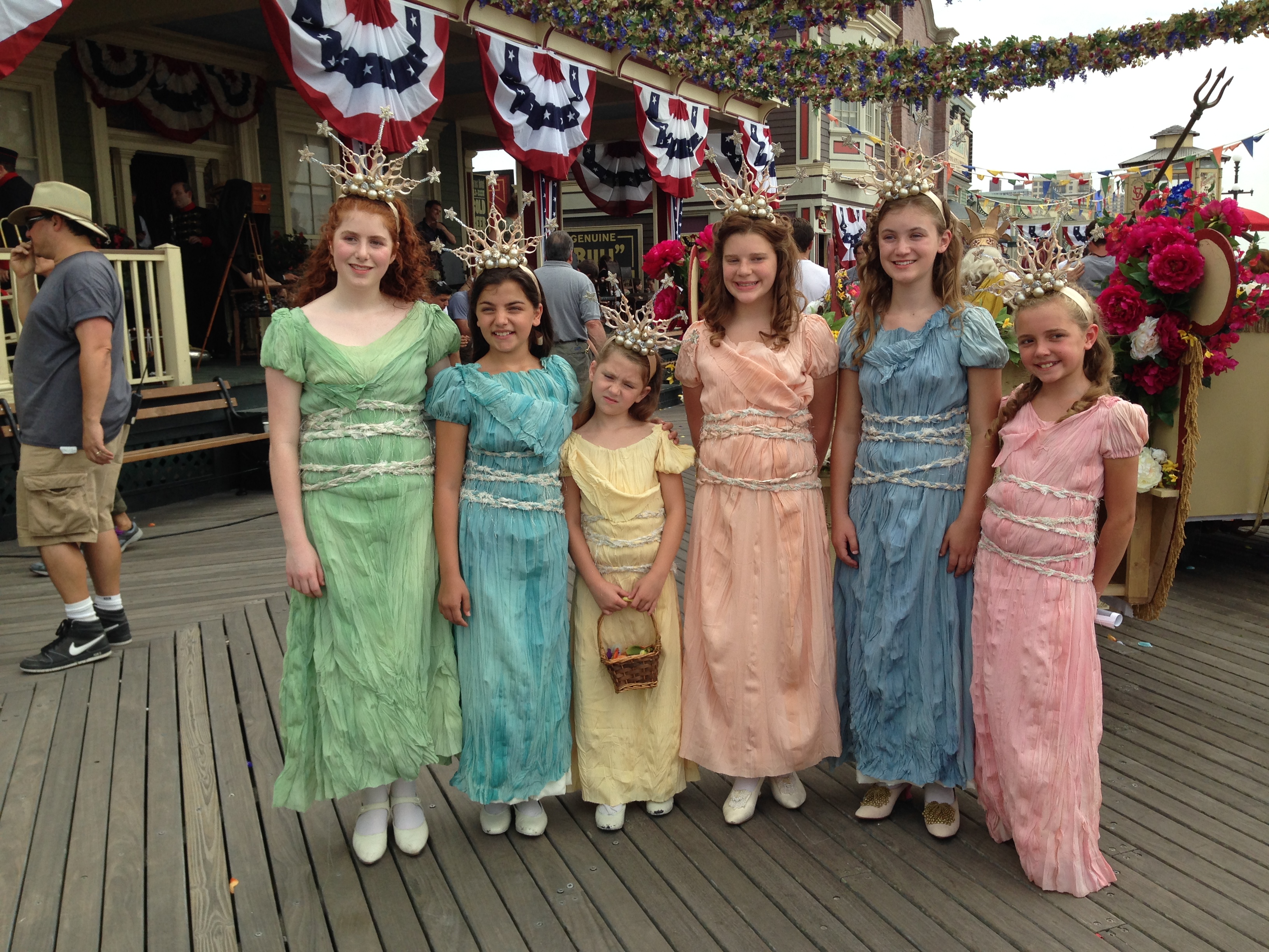 Boardwalk Empire Openin of the Sea Parade, with hand dyed, broom stick pleated dresses
