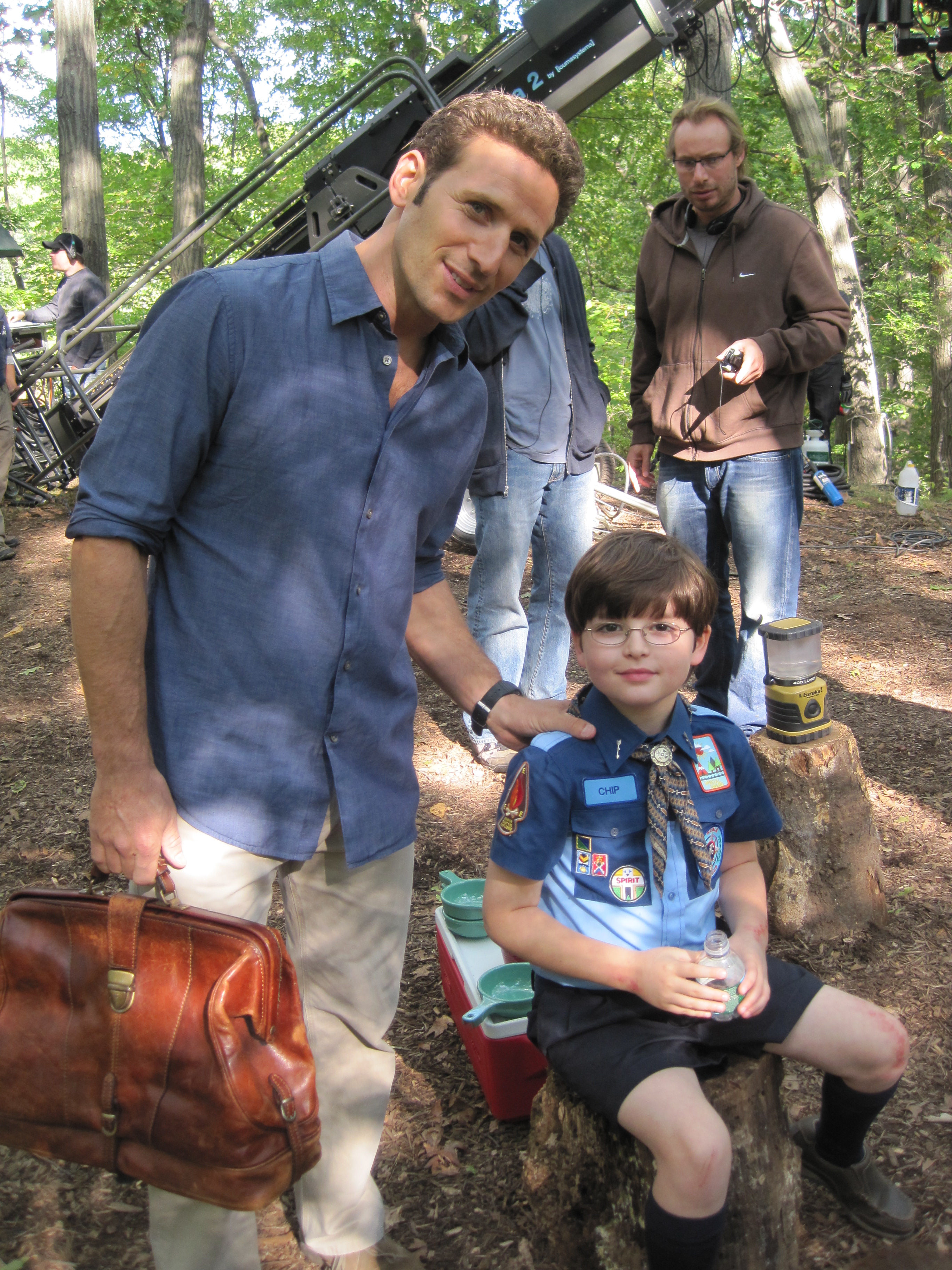 with Mark Feuerstein on the set of Royal Pains