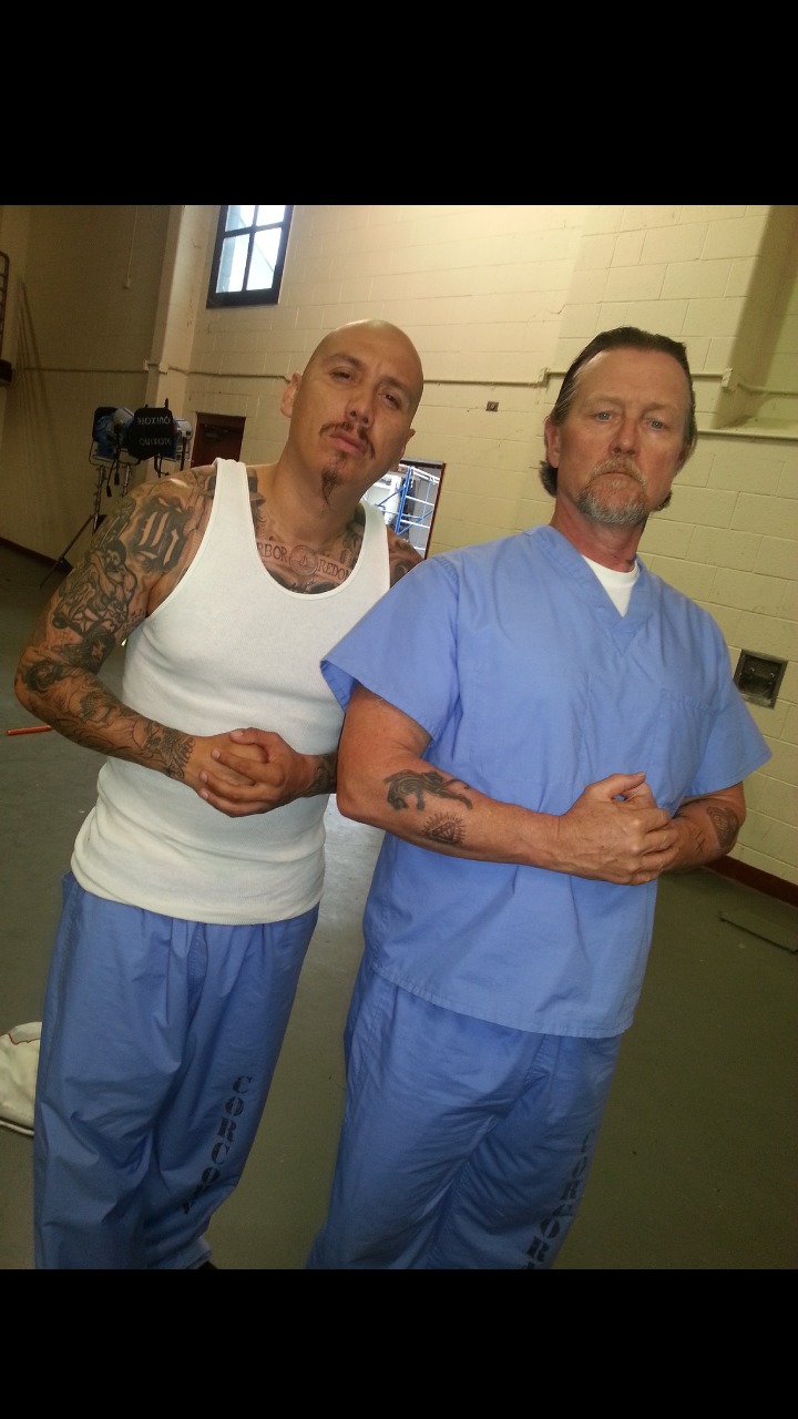 CUETE YESKA on the set of CHOP SHOP with ROBERT PATRICK
