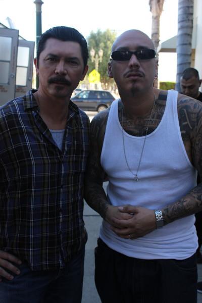 CUETE YESKA on the set of the ALMA-award winning film FILLY BROWN with LOU DIAMOND PHILLIPS