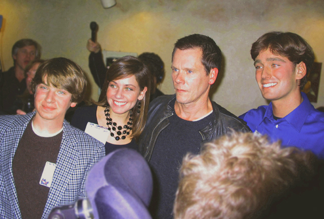 Jonny Leaton, Christina Leaton, Kevin Bacon, and Tim Leaton at Sundance, January, 2007.