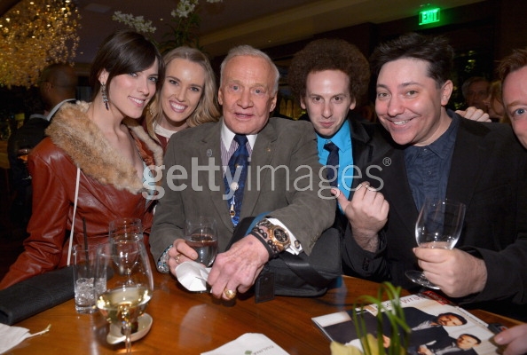 EVERLY HILLS, CA - FEBRUARY 20: (L-R) Producer Rebecca Thomas, actress Cassidy Gard, astronaut Buzz Aldrin, actors Josh Sussman and Chris Bergoch attend TheWrap 4th Annual Pre-Oscar Party at Four Seasons Hotel Los Angeles at Beverly Hills on February 20, 2013 in Beverly Hills, California.