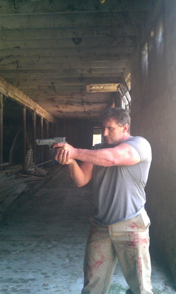 On-set of Mortuus - Aug 2012...Seamus fights against zombies