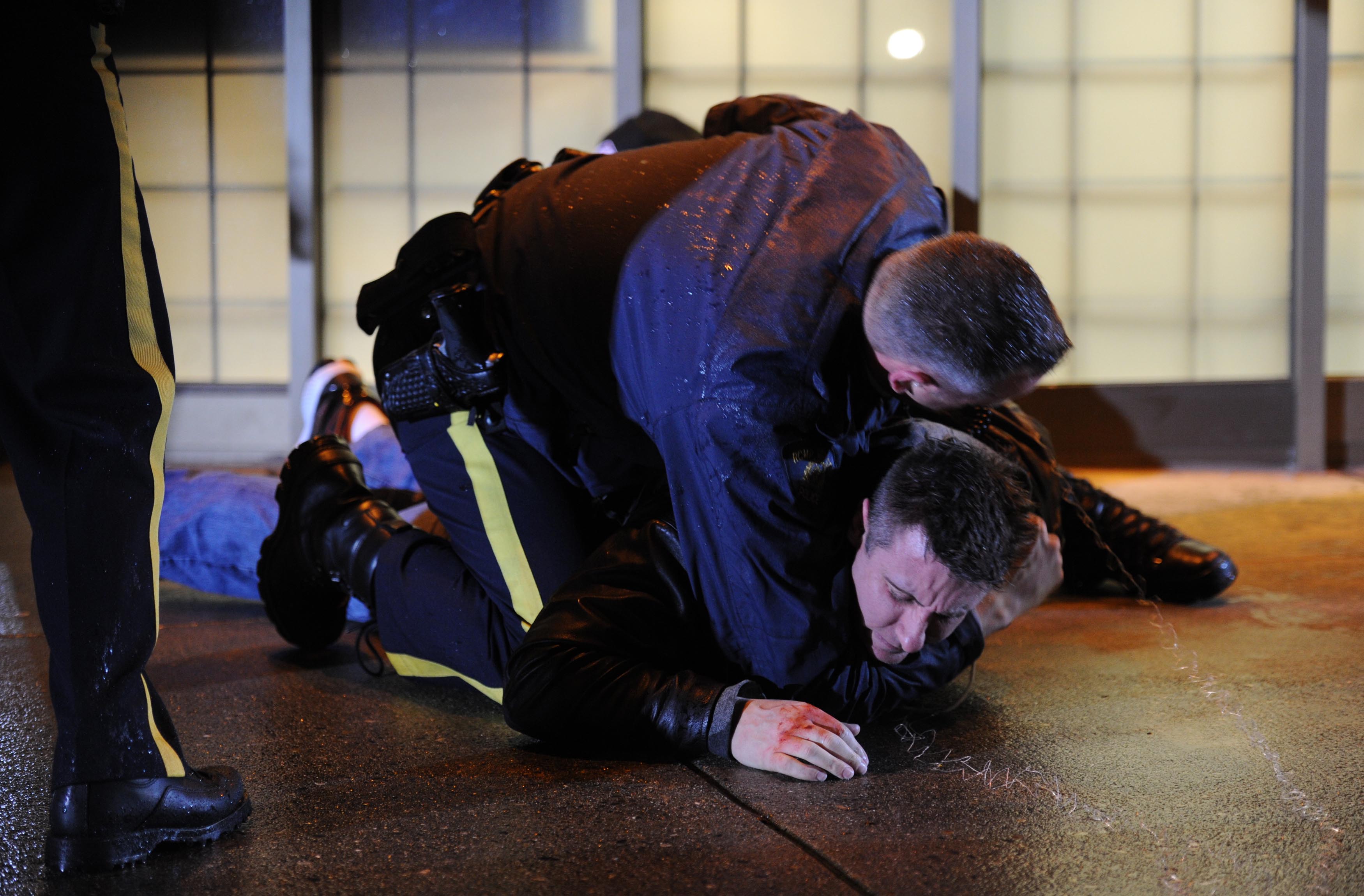 IMIM On-set - RCMP Multi-media - Actor Martin Thomson tasered and choked down by RCMP....