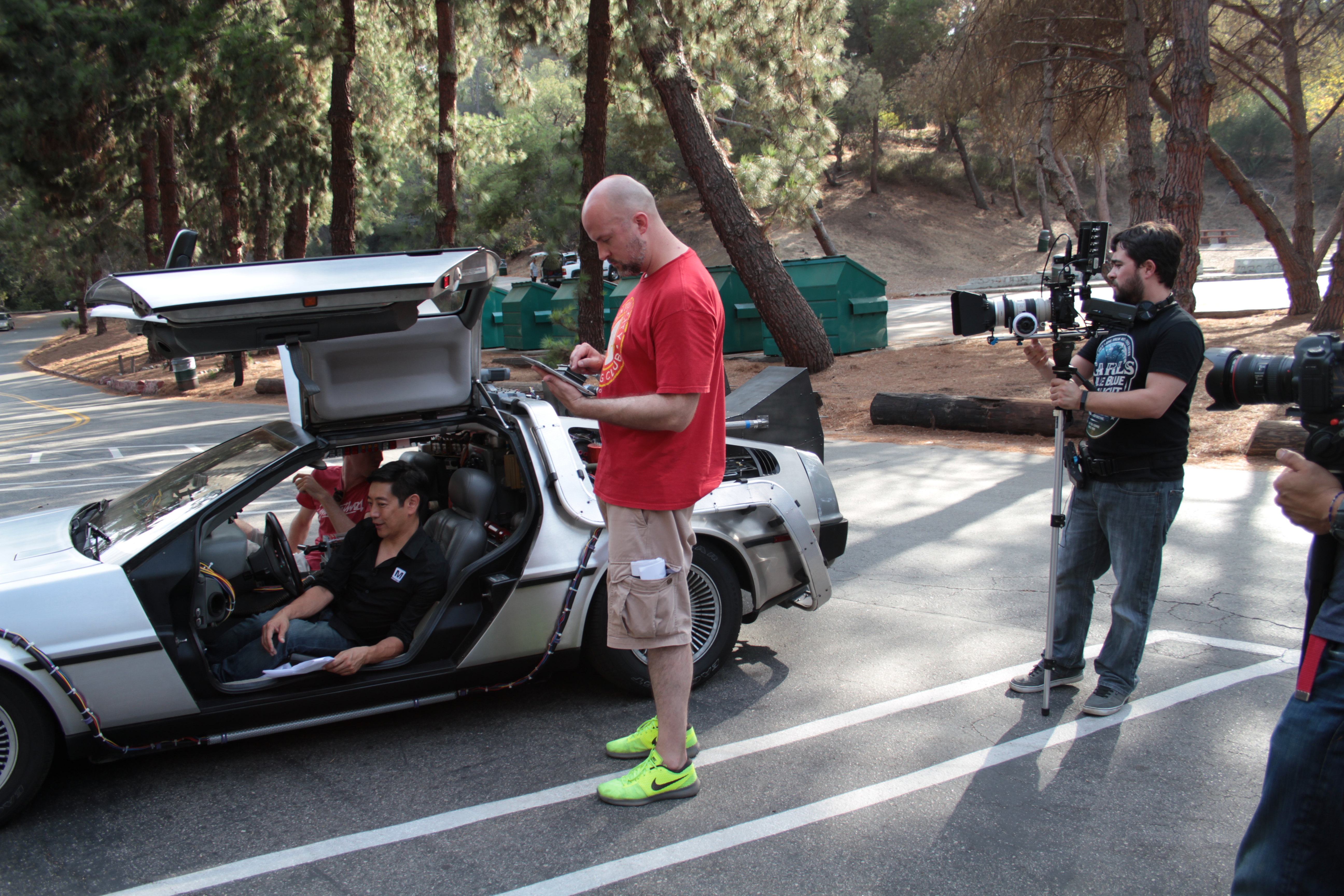 Director Jeremy Snead on location with host Grant Imahara