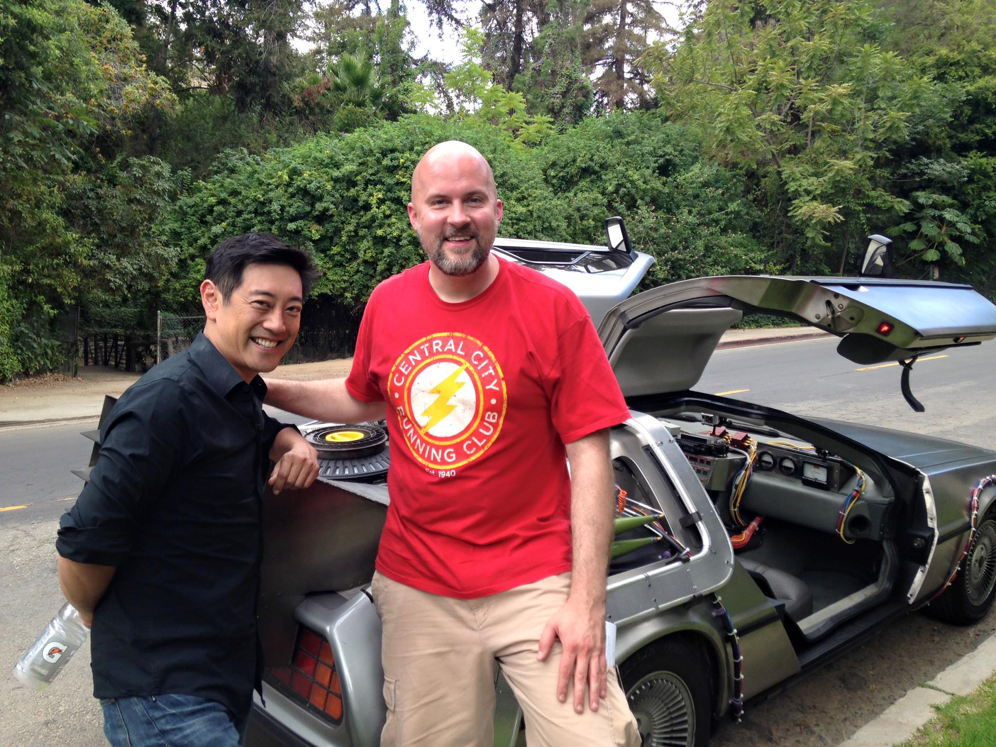 Director Jeremy Snead with host Grant Imahara on location.