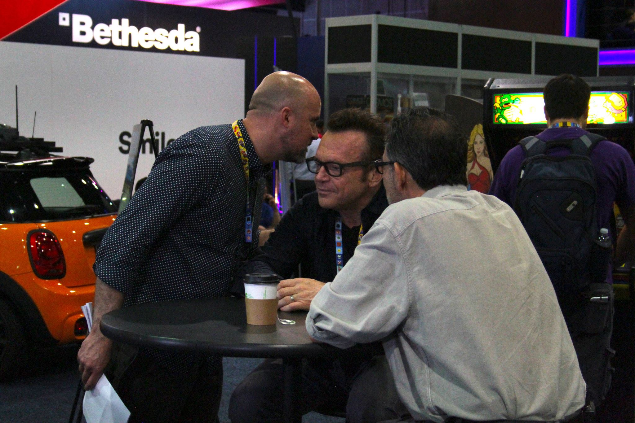 Director Jeremy Snead with host Tom Arnold for 'Unlocked: The World Of Games, Revealed'