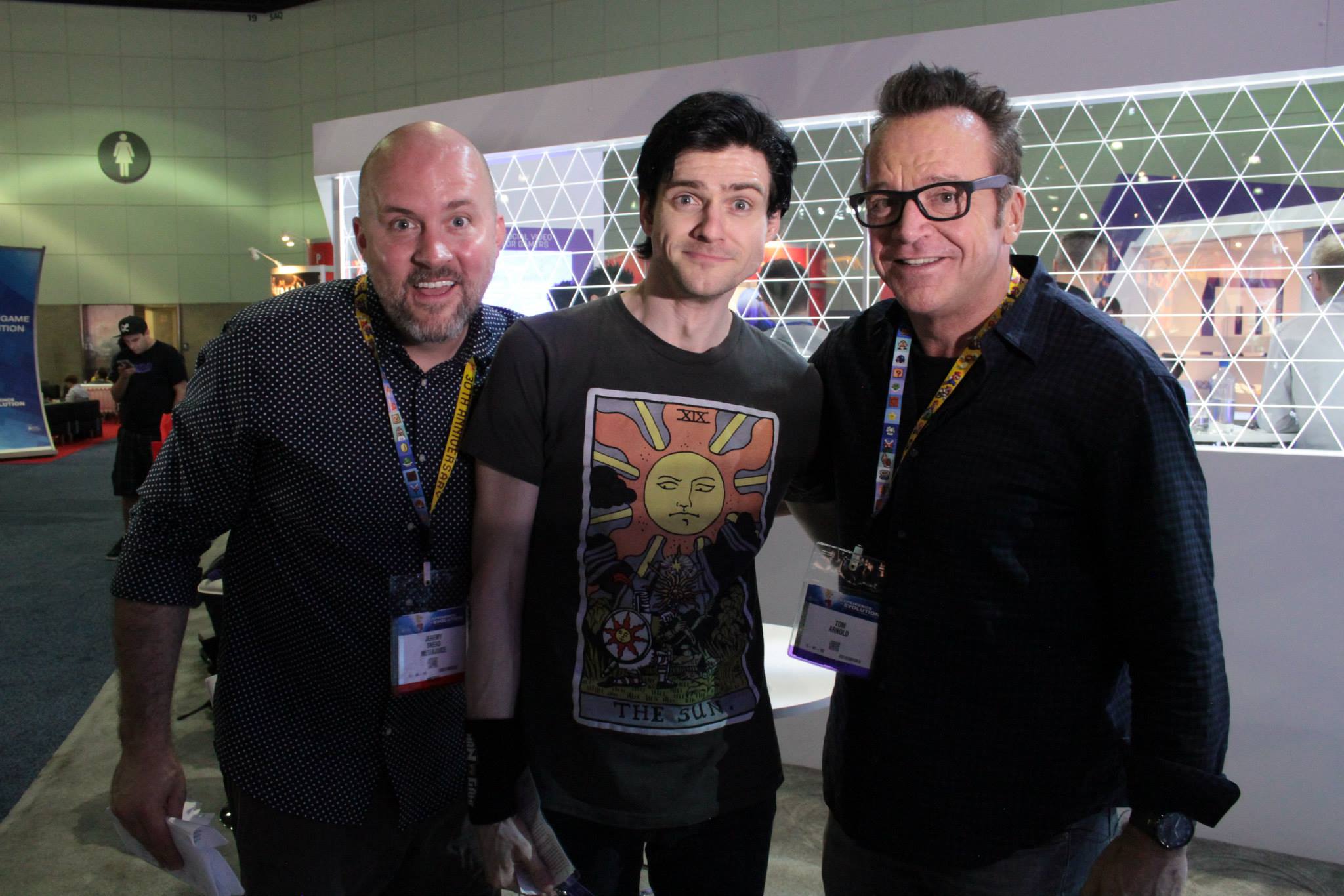 Tom Arnold and Jeremy Snead after interview with Twitch host Man Vs. Game for 'Unlocked: The World Of Games, Revealed'