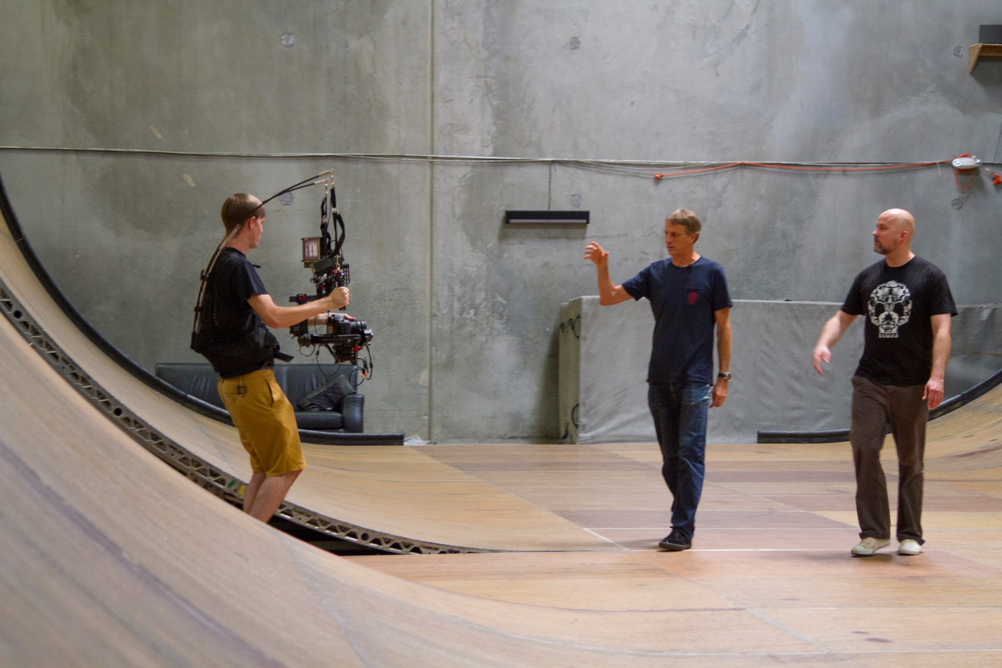 Tony Hawk shows Director Jeremy Snead around his world headquarters at Tony Hawk Inc. for 'Unlocked: The World Of Games, Revealed'