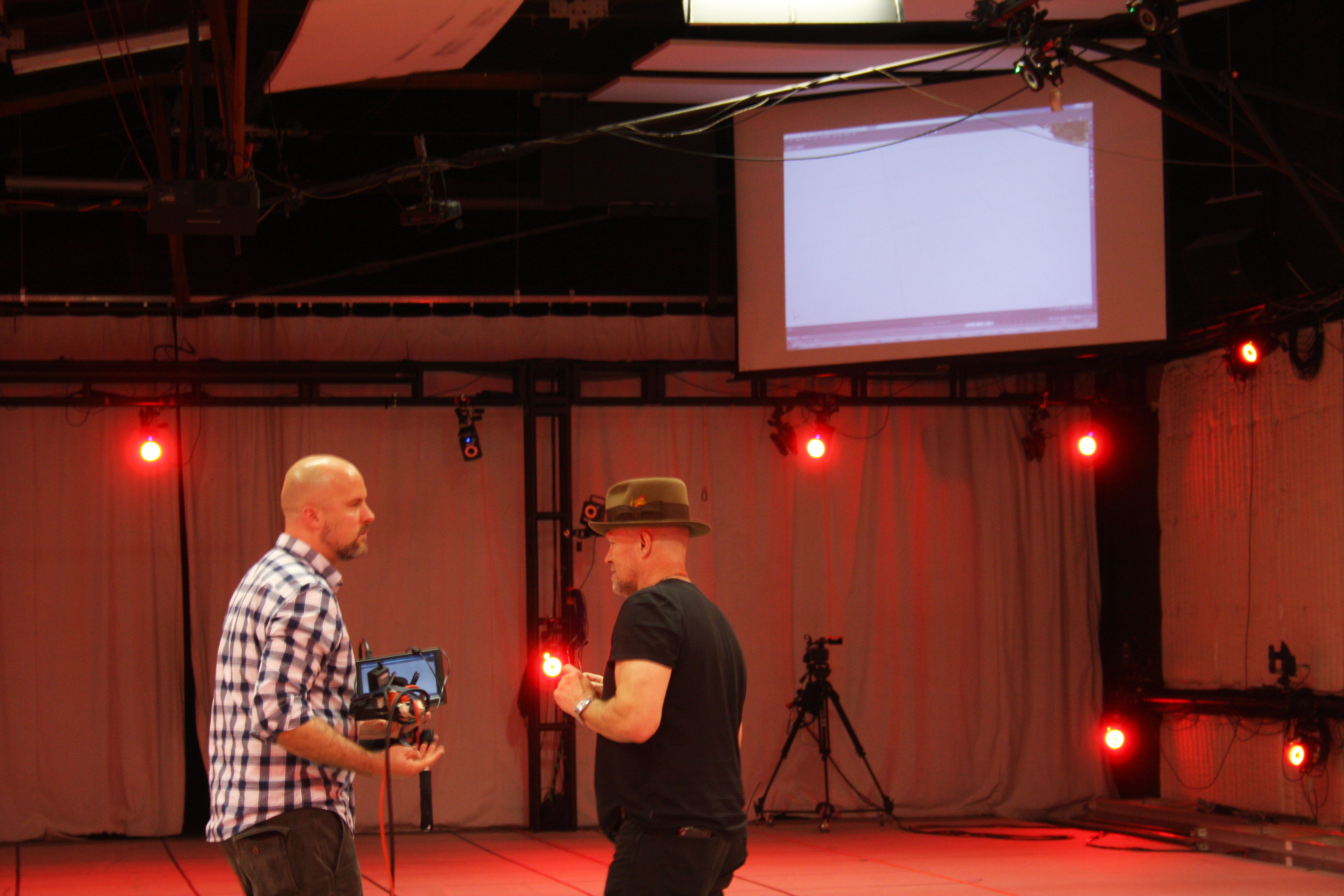 Director Jeremy Snead working with host Michael Rooker on Motion Capture stage