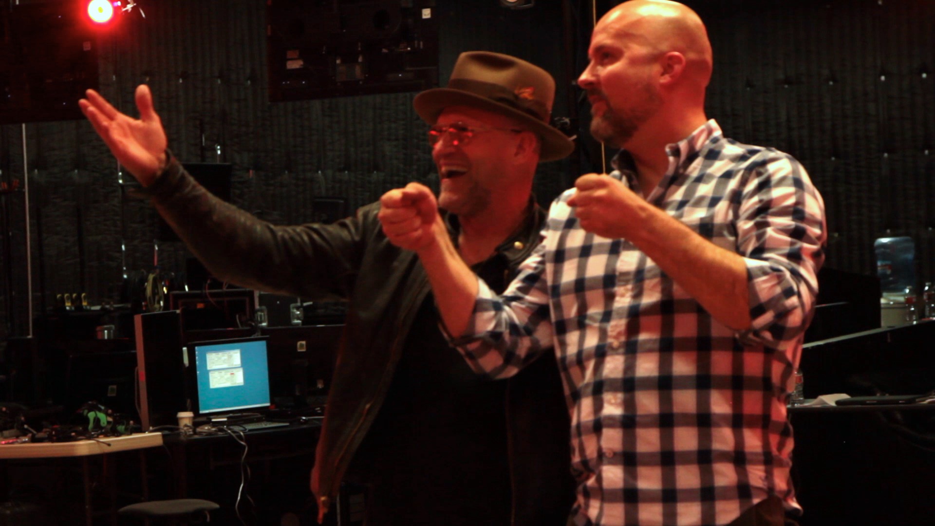 Michael Rooker and Director Jeremy Snead on set of Unlocked: The World Of Games, Revealed