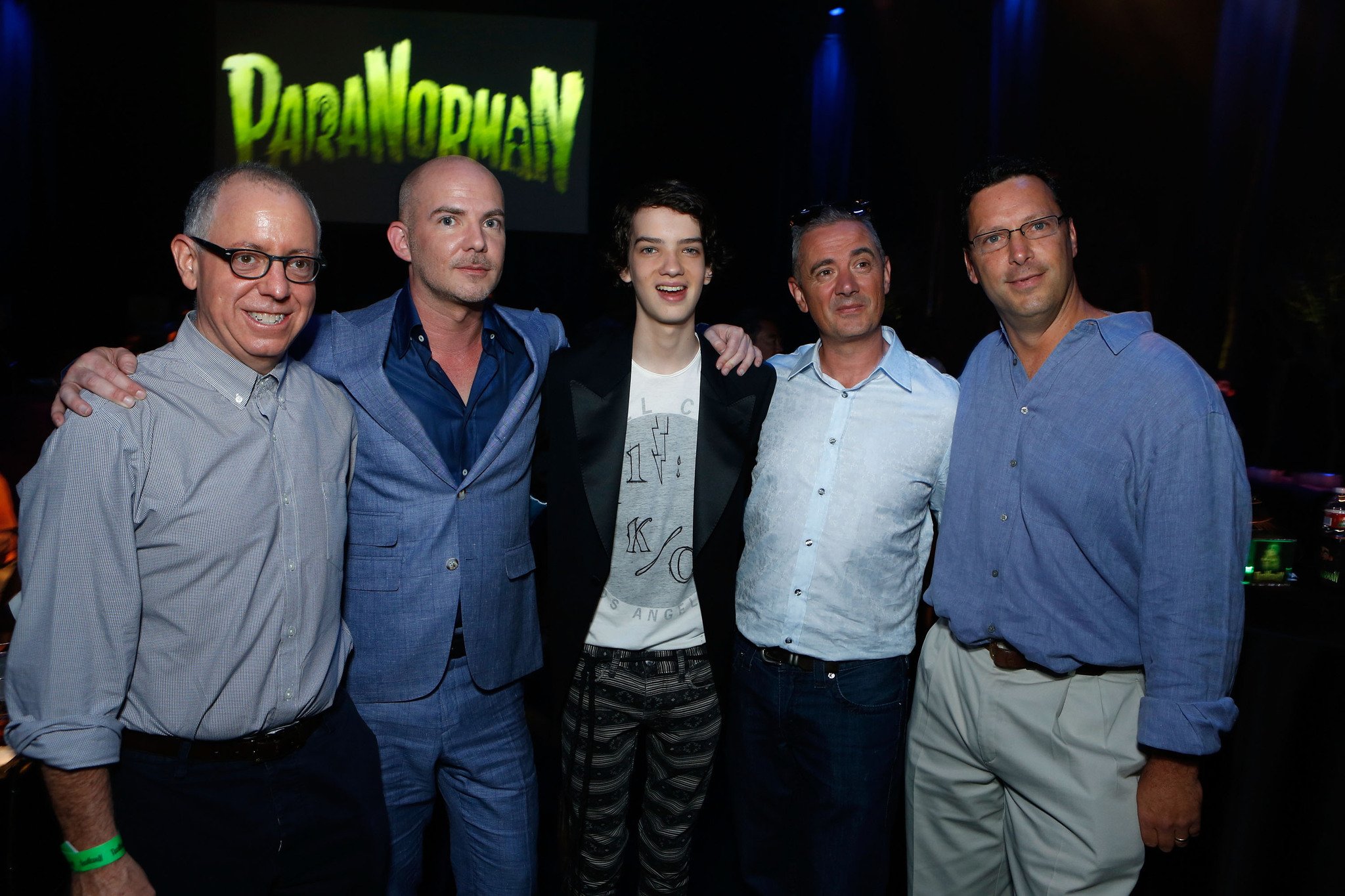 Sam Fell, James Schamus, Kodi Smit-McPhee, Andrew Karpen and Chris Butler at event of Paranormanas (2012)