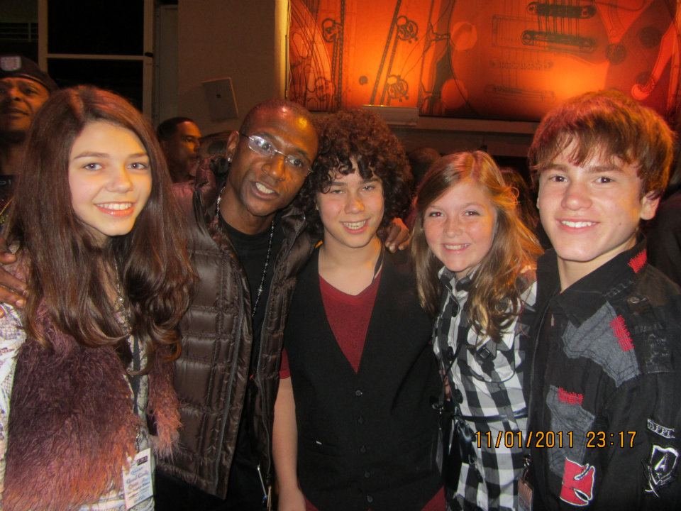 Bryce Hitchcock and friends with Tommy Davidson backstage at Artists for Peace Organization's 