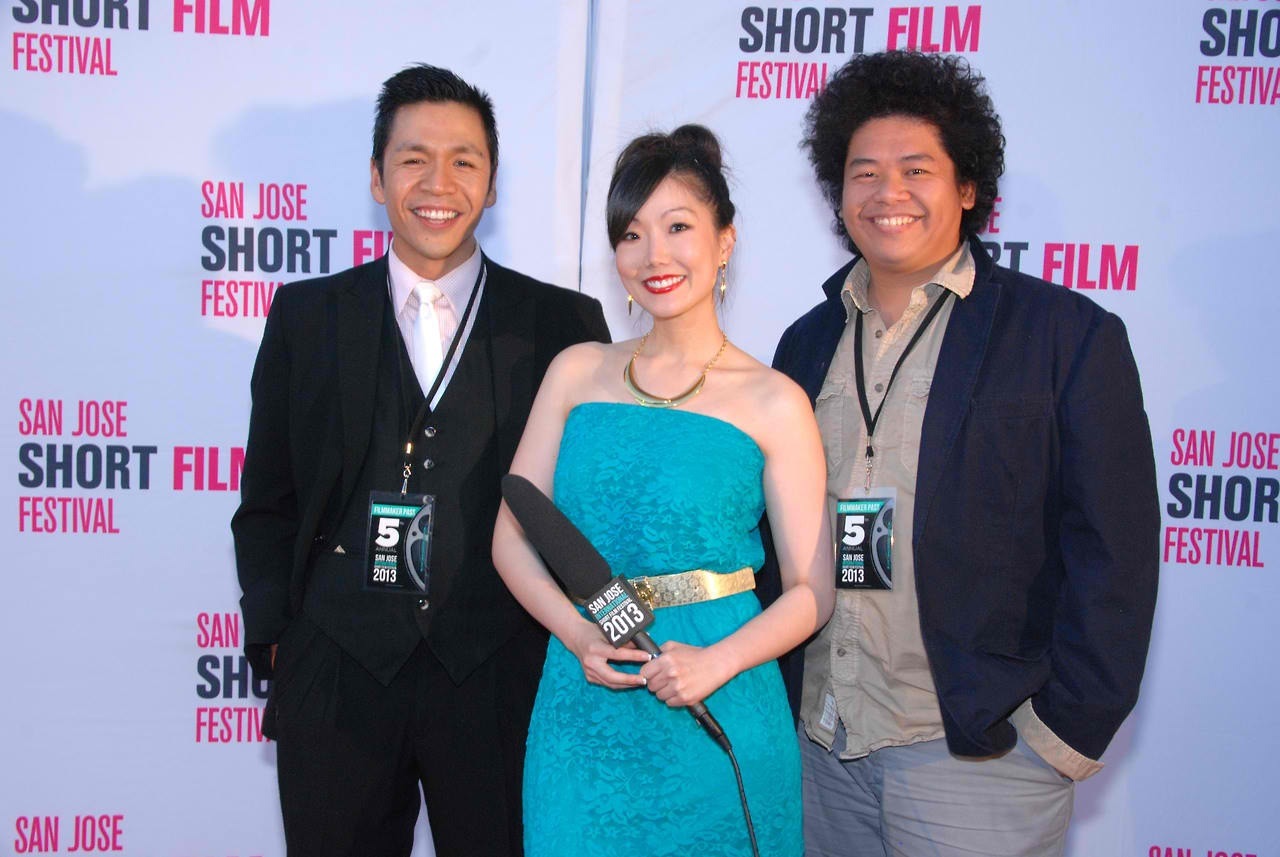 Christina July Kim with Director Tasi Alabastro and actor Chris Yu Gaoiran at the 5th Annual San Jose International Shorts Film Festival.