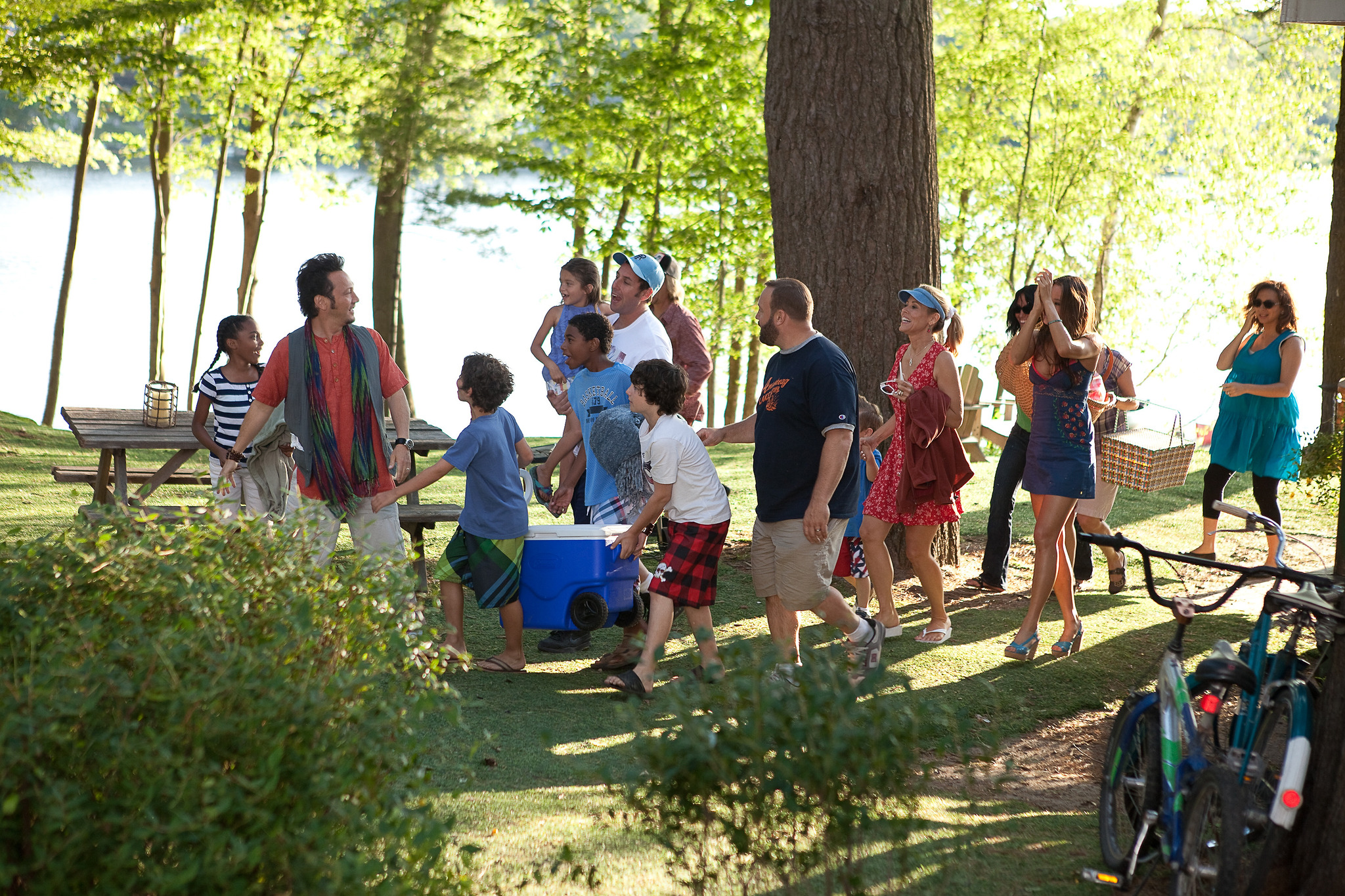 Still of Adam Sandler, Chris Rock, Rob Schneider, Maria Bello, Kevin James, Maya Rudolph, China Anne McClain, Ada-Nicole Sanger and Cameron Boyce in Grown Ups (2010)