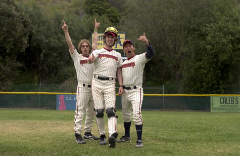 Still of Rob Schneider, David Spade and Jon Heder in The Benchwarmers (2006)