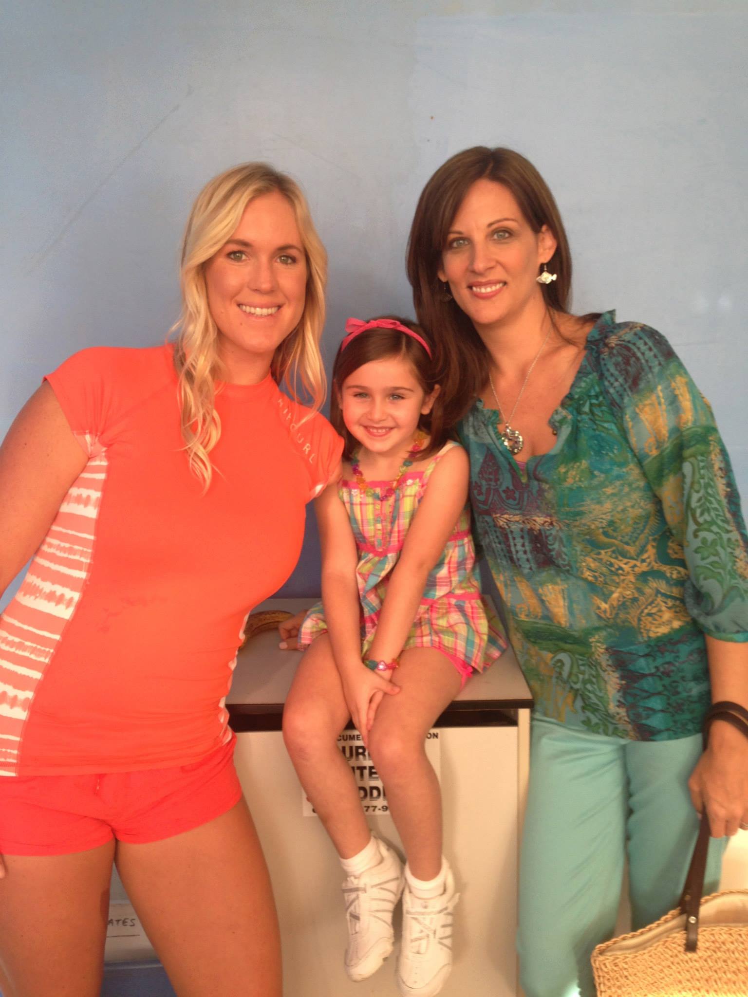 With Bethany Hamilton and on-screen daughter, Alana Cavanaugh, on set of Dolphin Tale 2