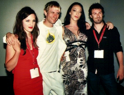 (L to R) Schrodinger's Girl lead actress Abigail Tarttelin, Director Huw Bowen, actress Amelia Tyler and actor Damian Hayes at Schrodinger's Girl's US Premiere, Comic-Con 2009