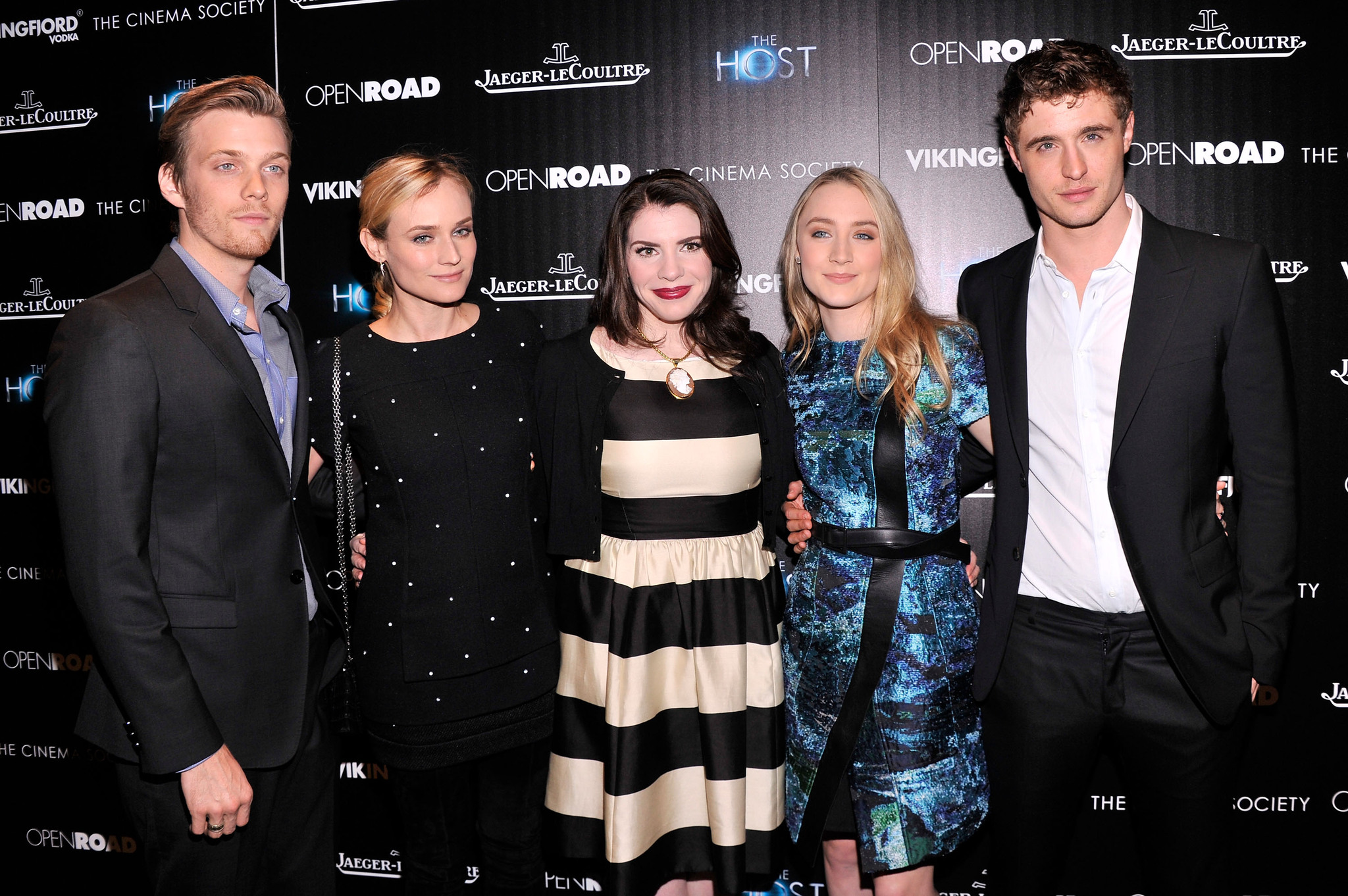 Diane Kruger, Saoirse Ronan, Max Irons, Jake Abel and Stephenie Meyer at event of Sielonese (2013)